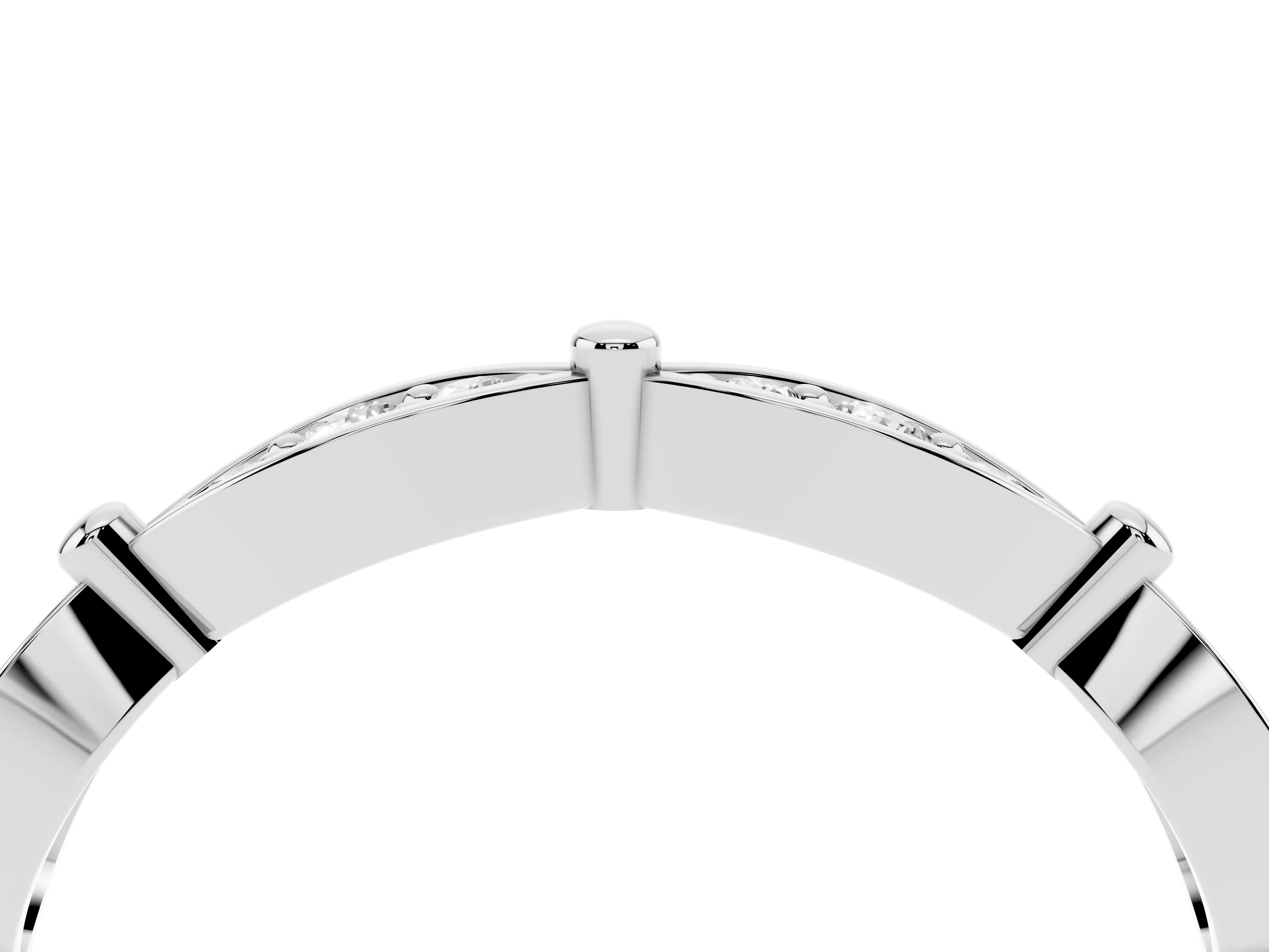 Marquise Section Diamond Eternity Band Set in Platinum with Pavé Bezel Setting
