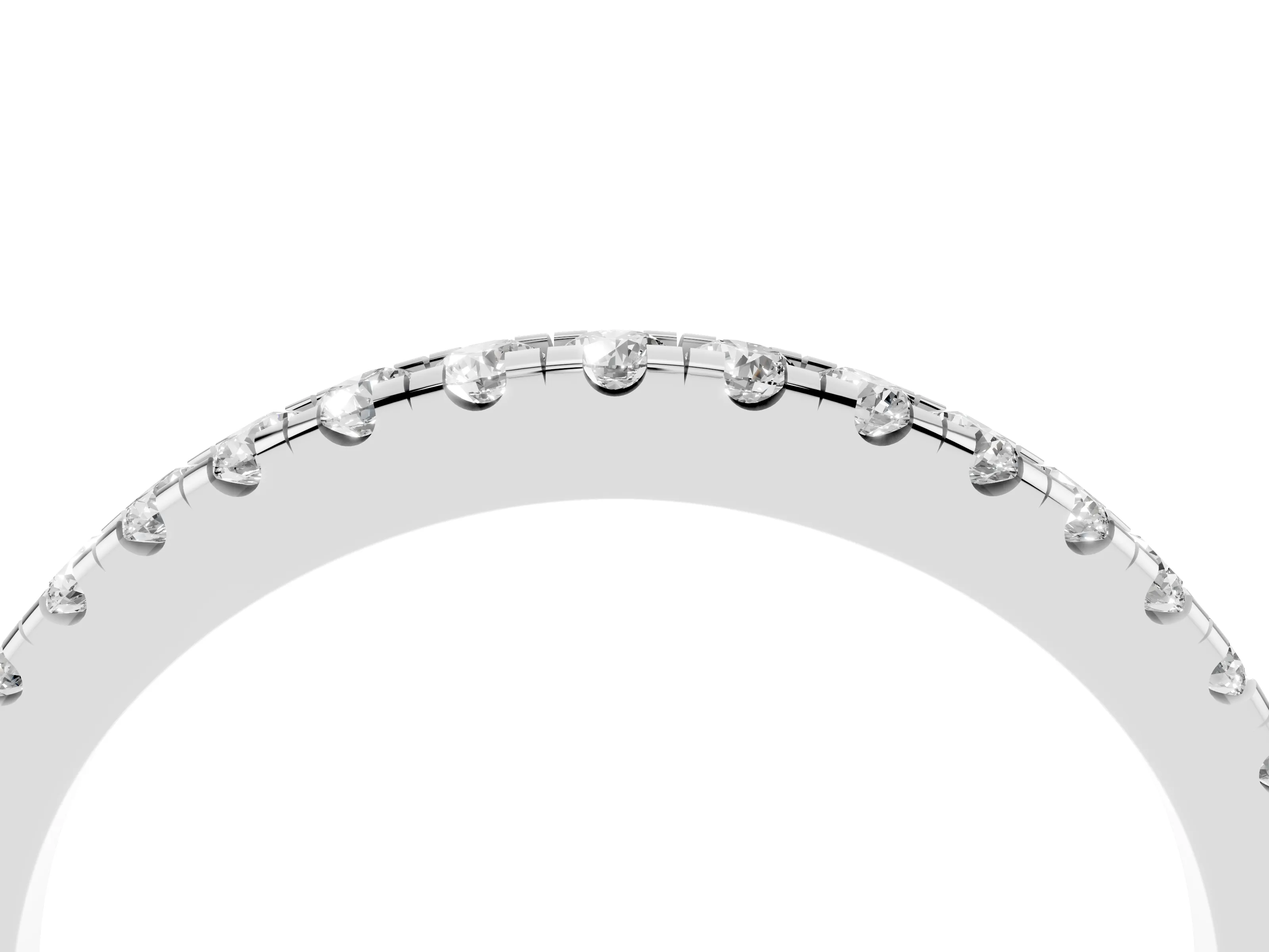 Round Diamond Classic Half Eternity Band Set in Silver with Pavé Shared Prongs