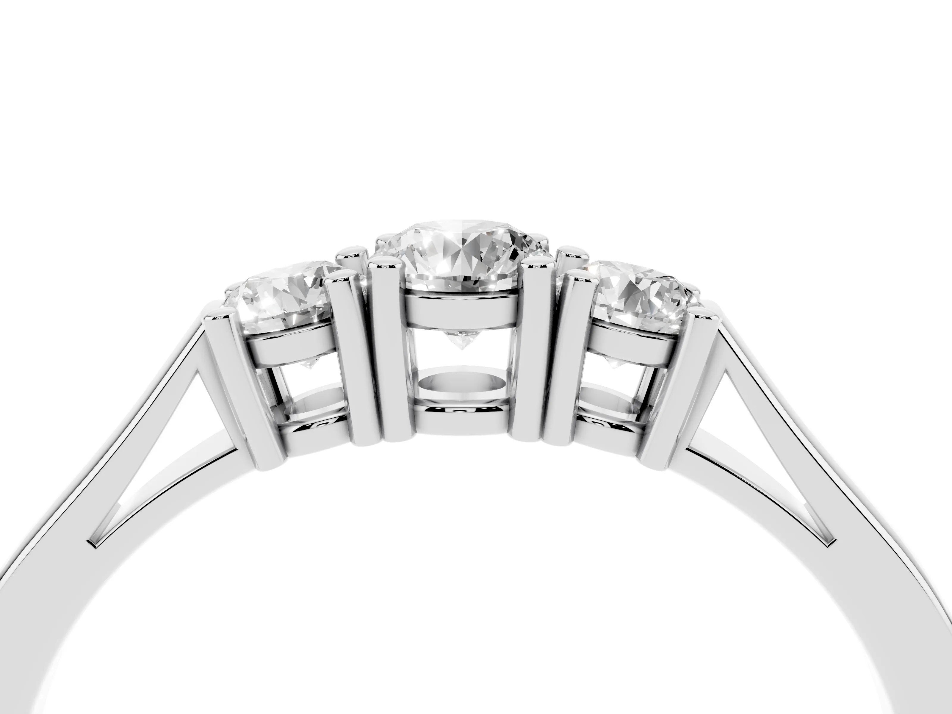 Three-Stone Round Diamond Channel Band Set in Platinum with Prong Accents