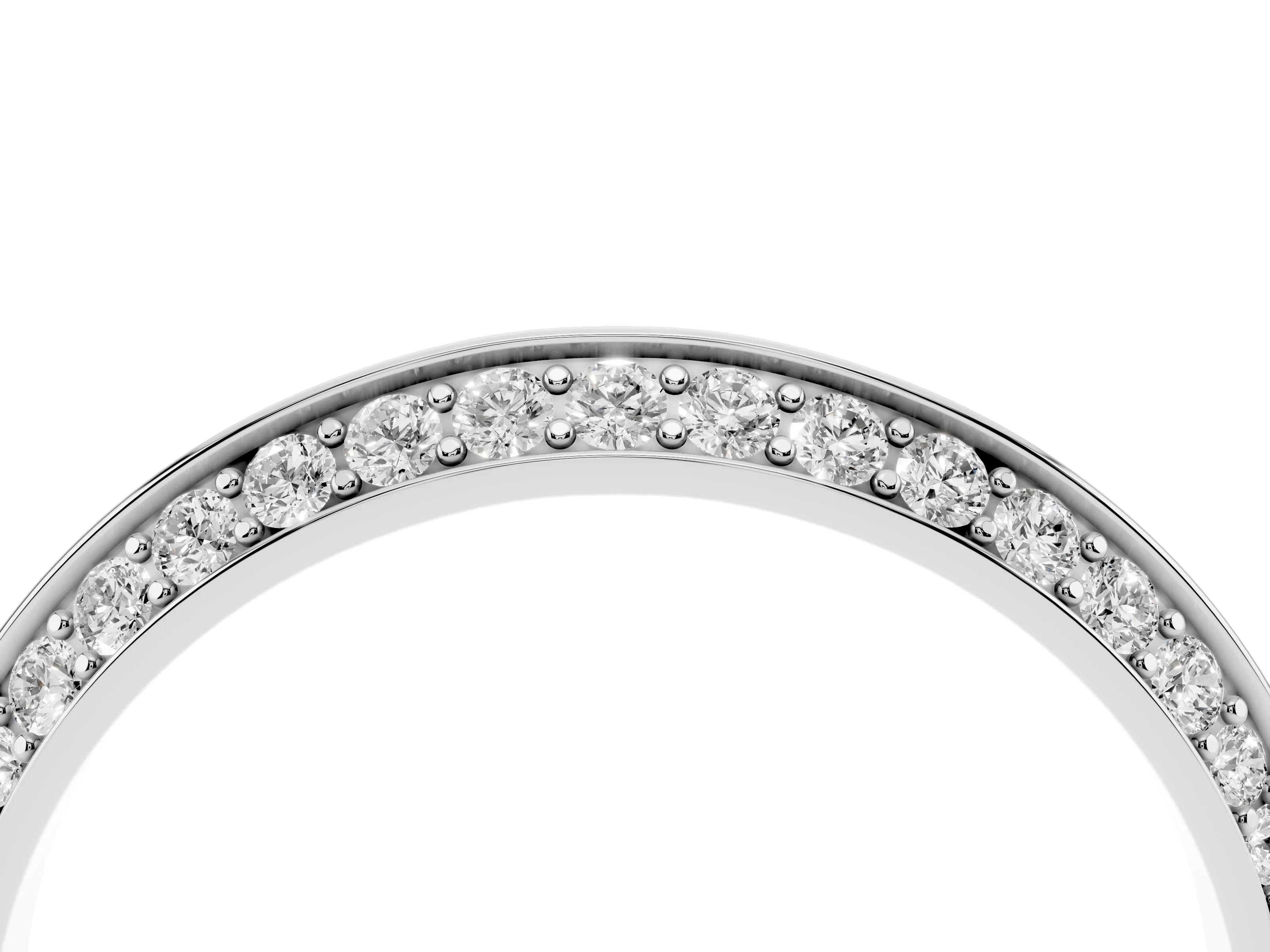 Round Diamond Double Row Pavé Eternity Band Set in Silver with Channel Setting