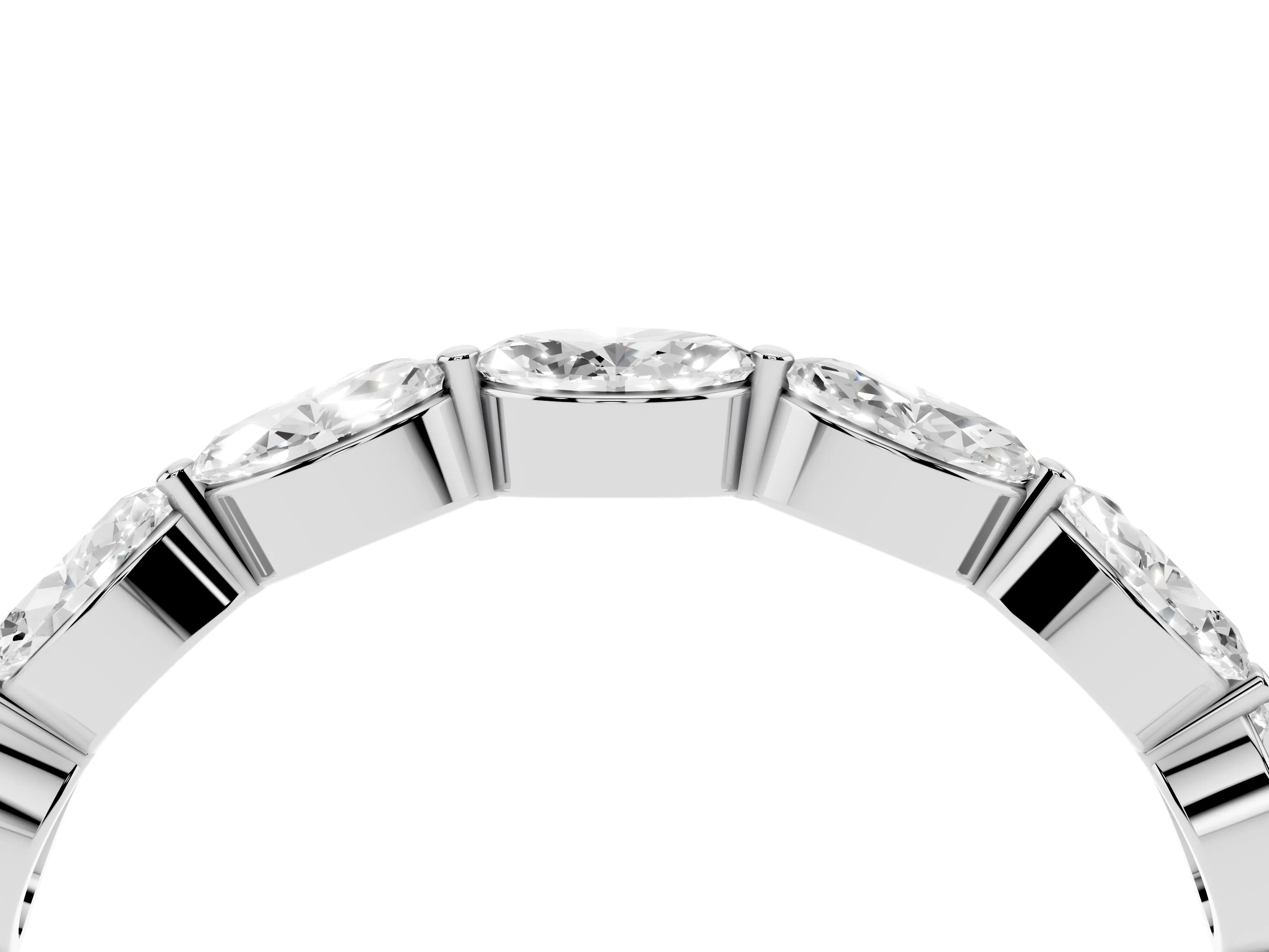 Marquise Diamond Half Eternity Band Set in Silver with Prong Setting