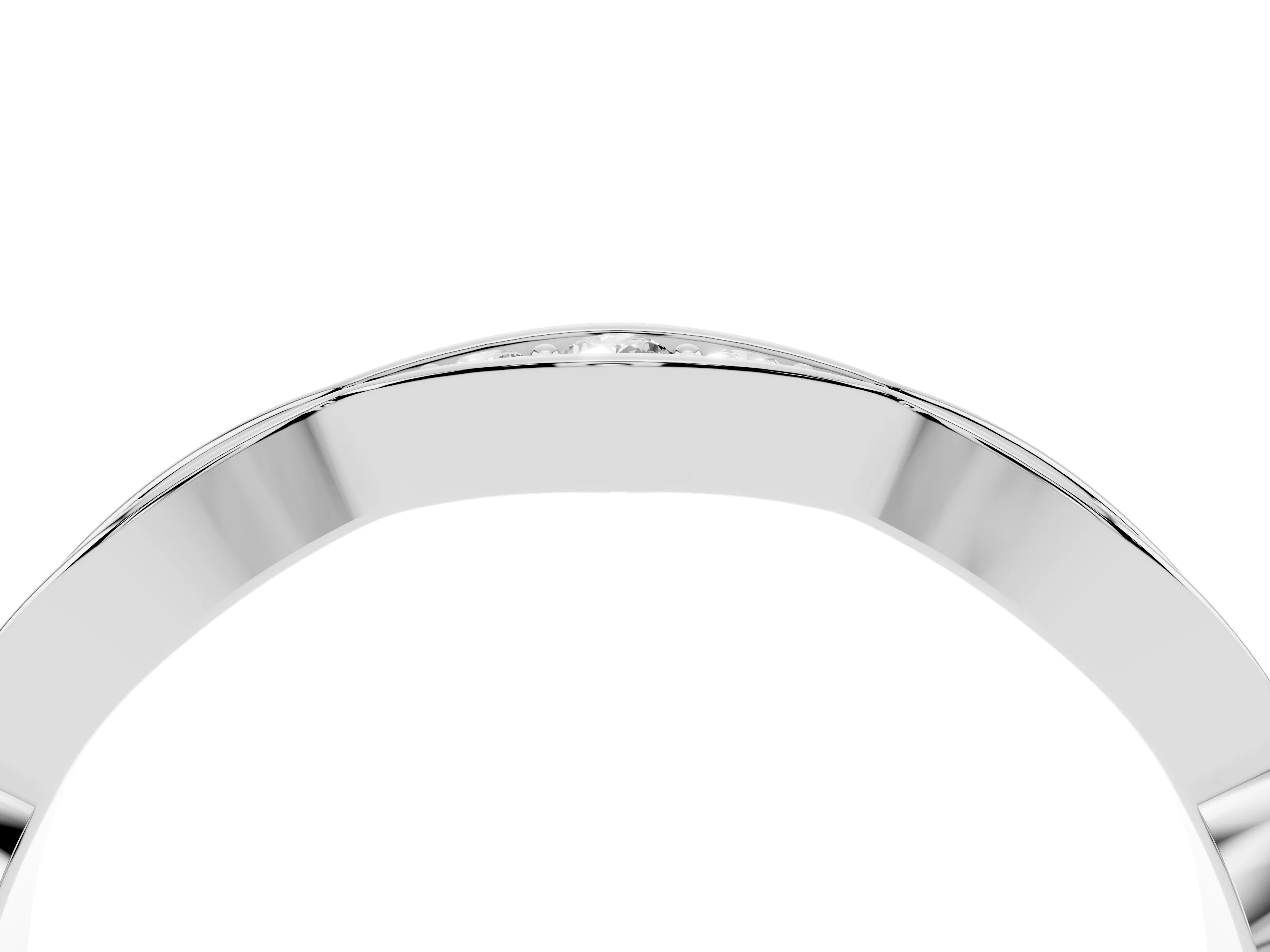 Round Diamond Scalloped Pavé Eternity Band Set in Silver