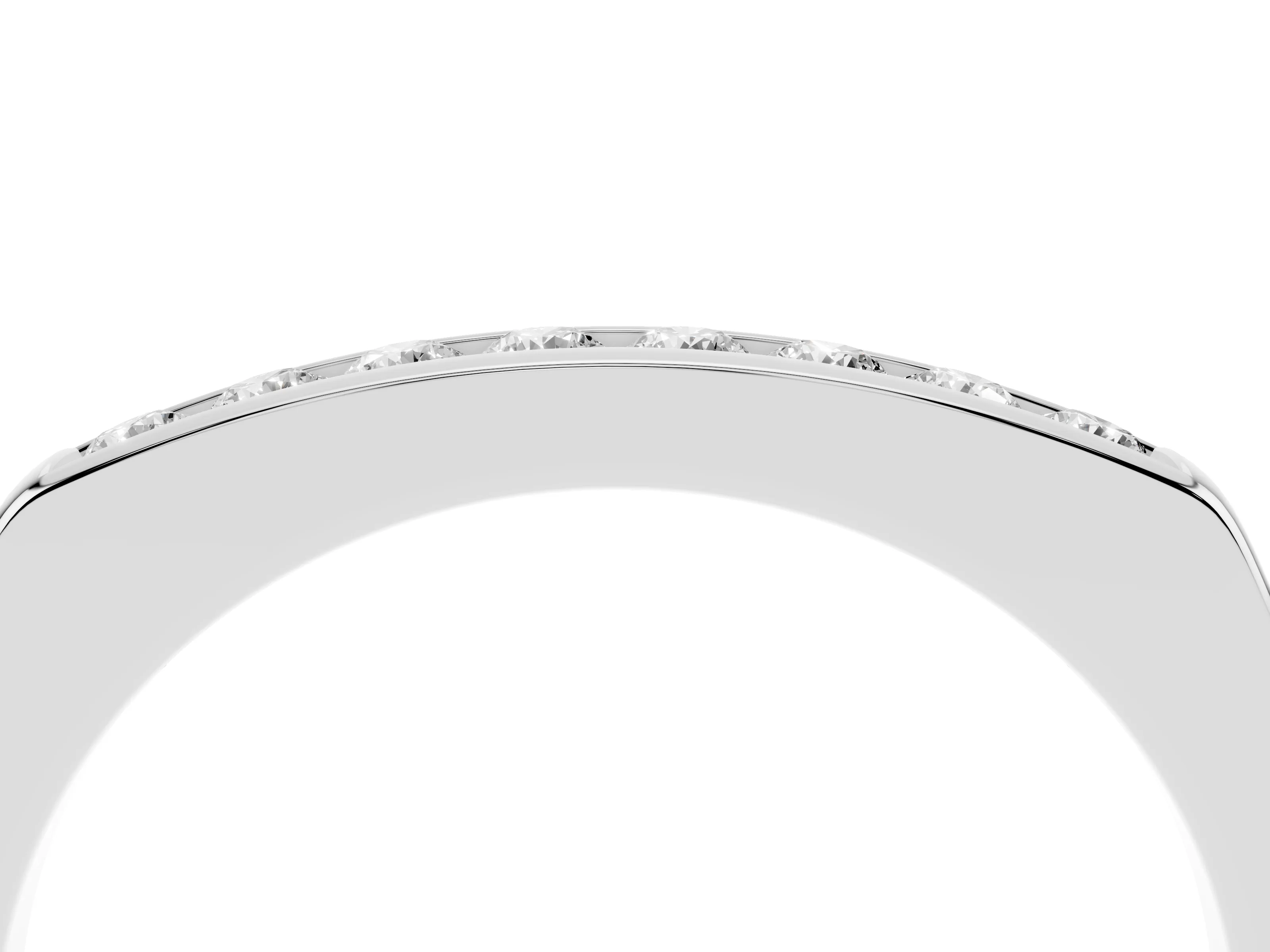Round Diamond Flat Band Set in Silver with Six-Stone Channel Setting
