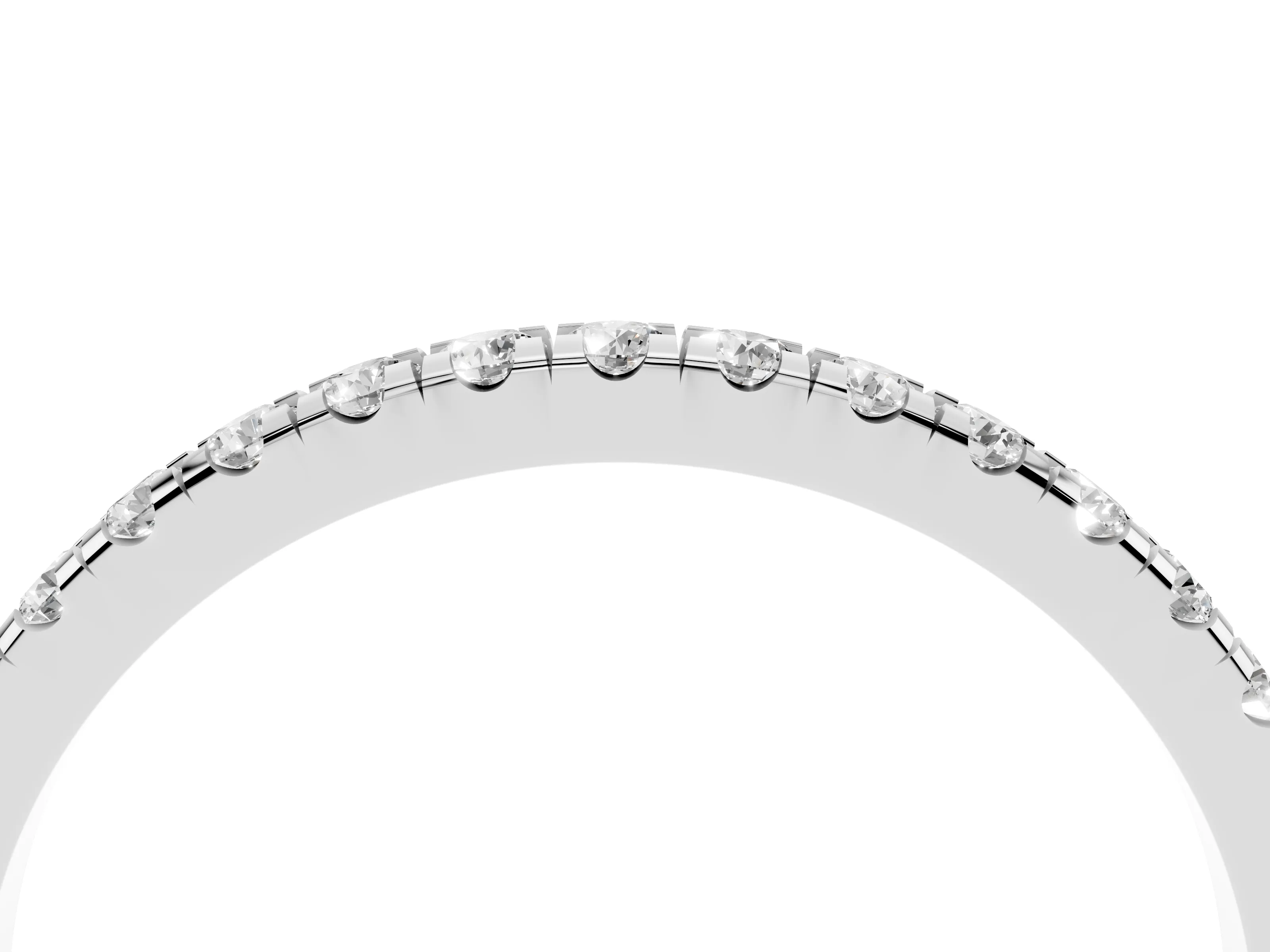 Round Diamond Top-Row Pavé Half Eternity Band Set in Silver with Shared Prongs