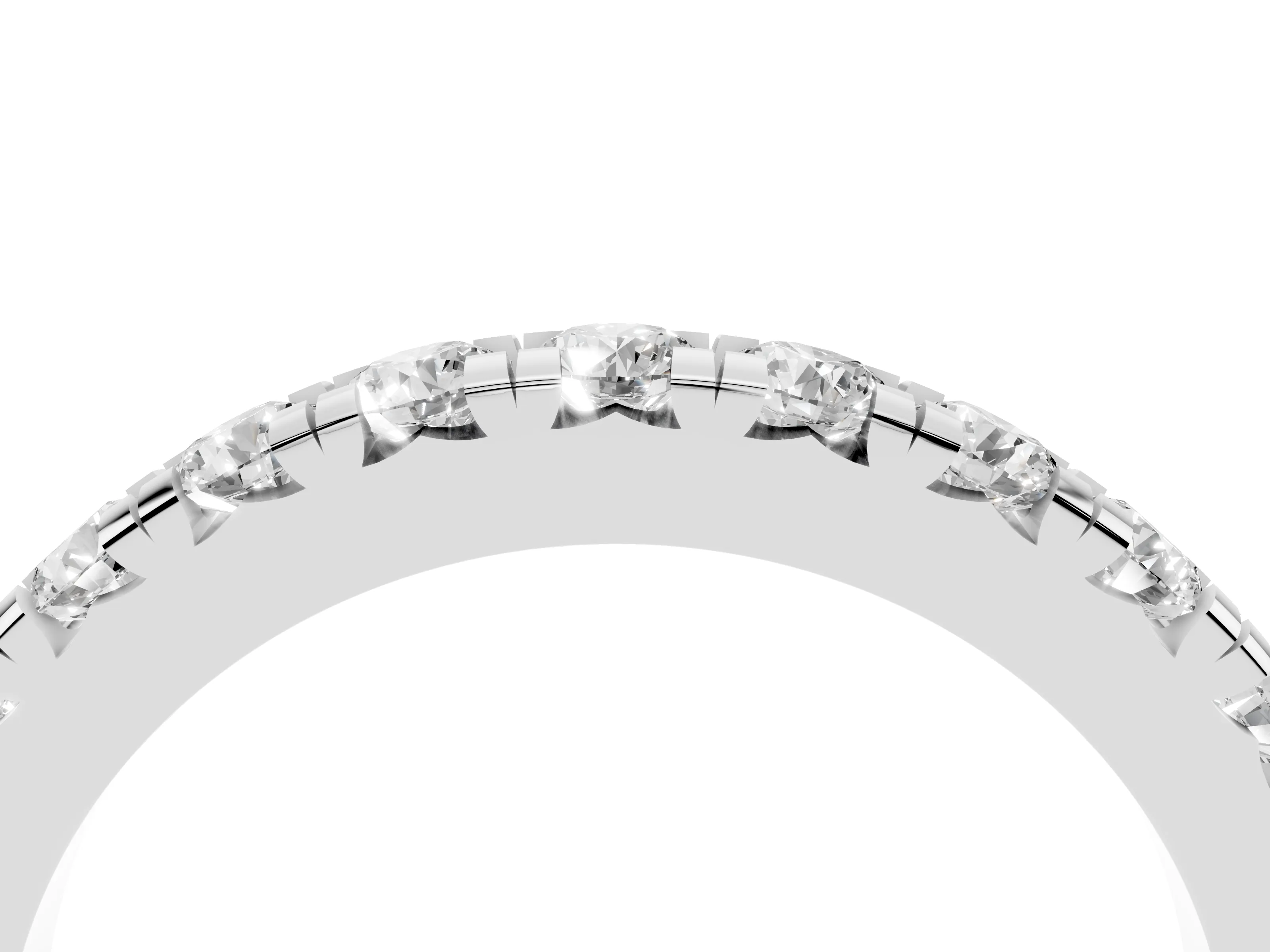 Round Diamond Half Eternity Band Set in Silver with Prong-Held Row