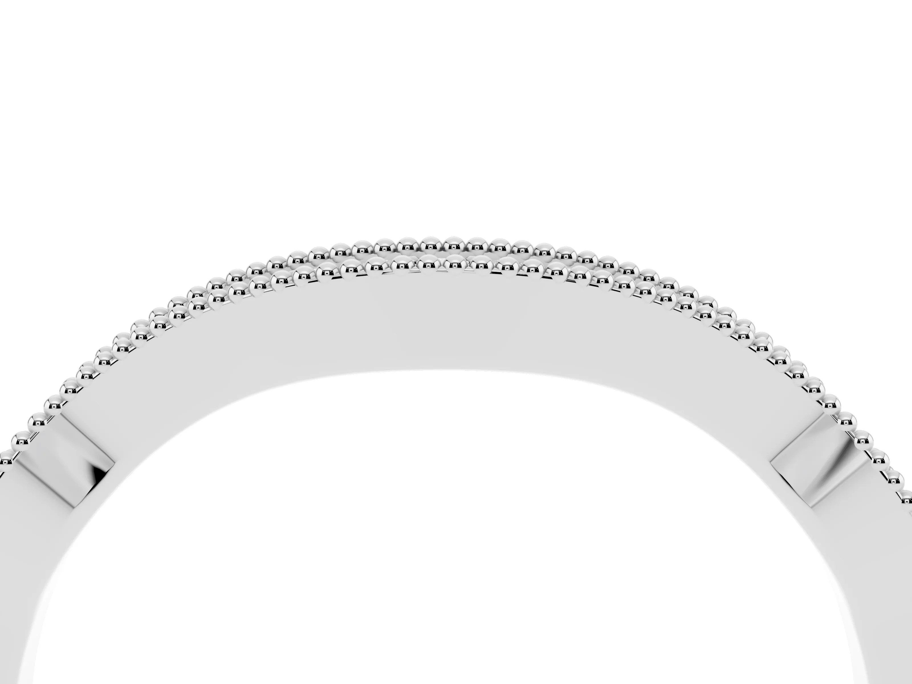 Round Diamond Curved Pavé Band Set in Platinum with Milgrain Detailing