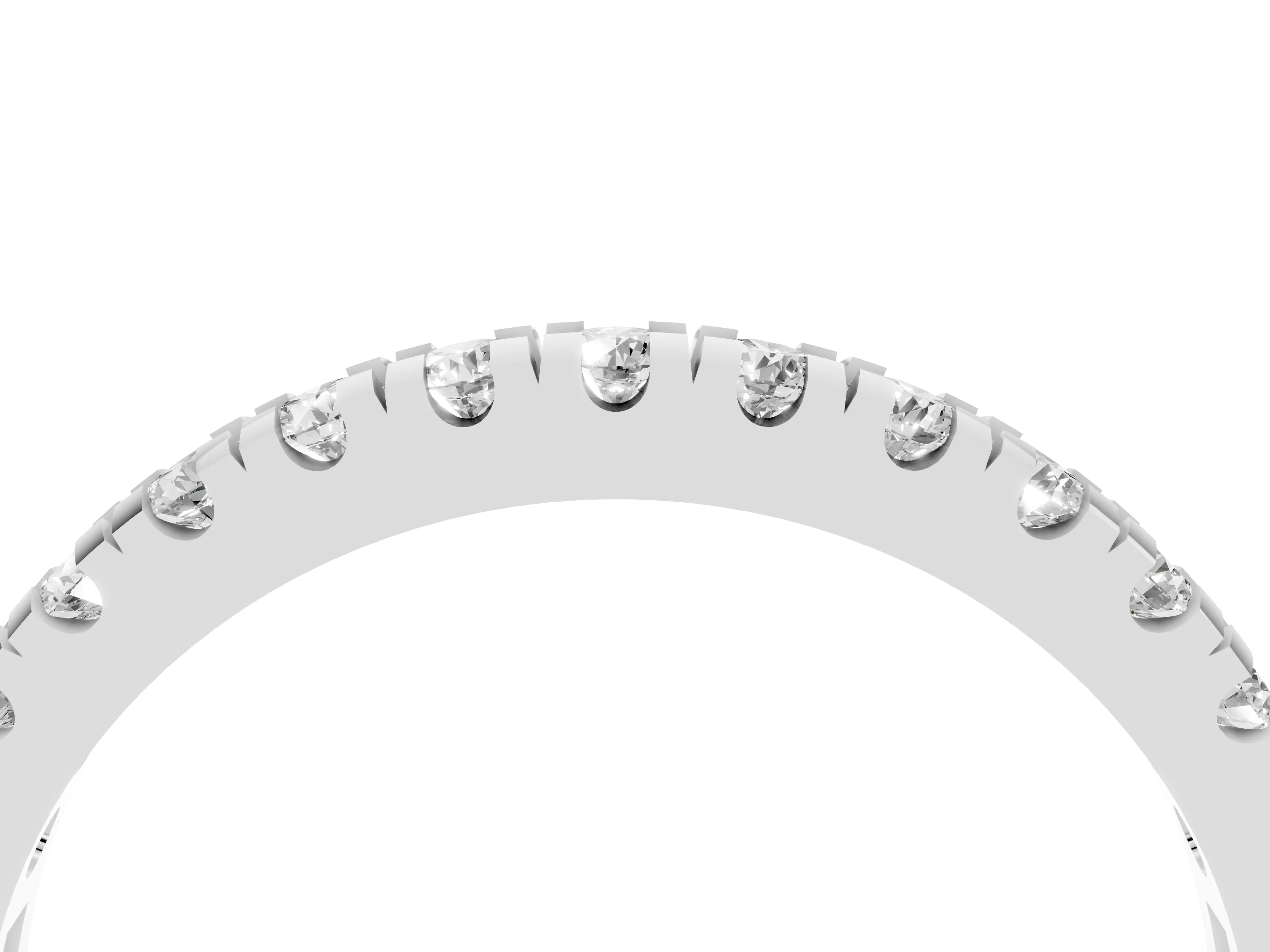 Round Cut Diamond Pavé Thin Band Set in White gold