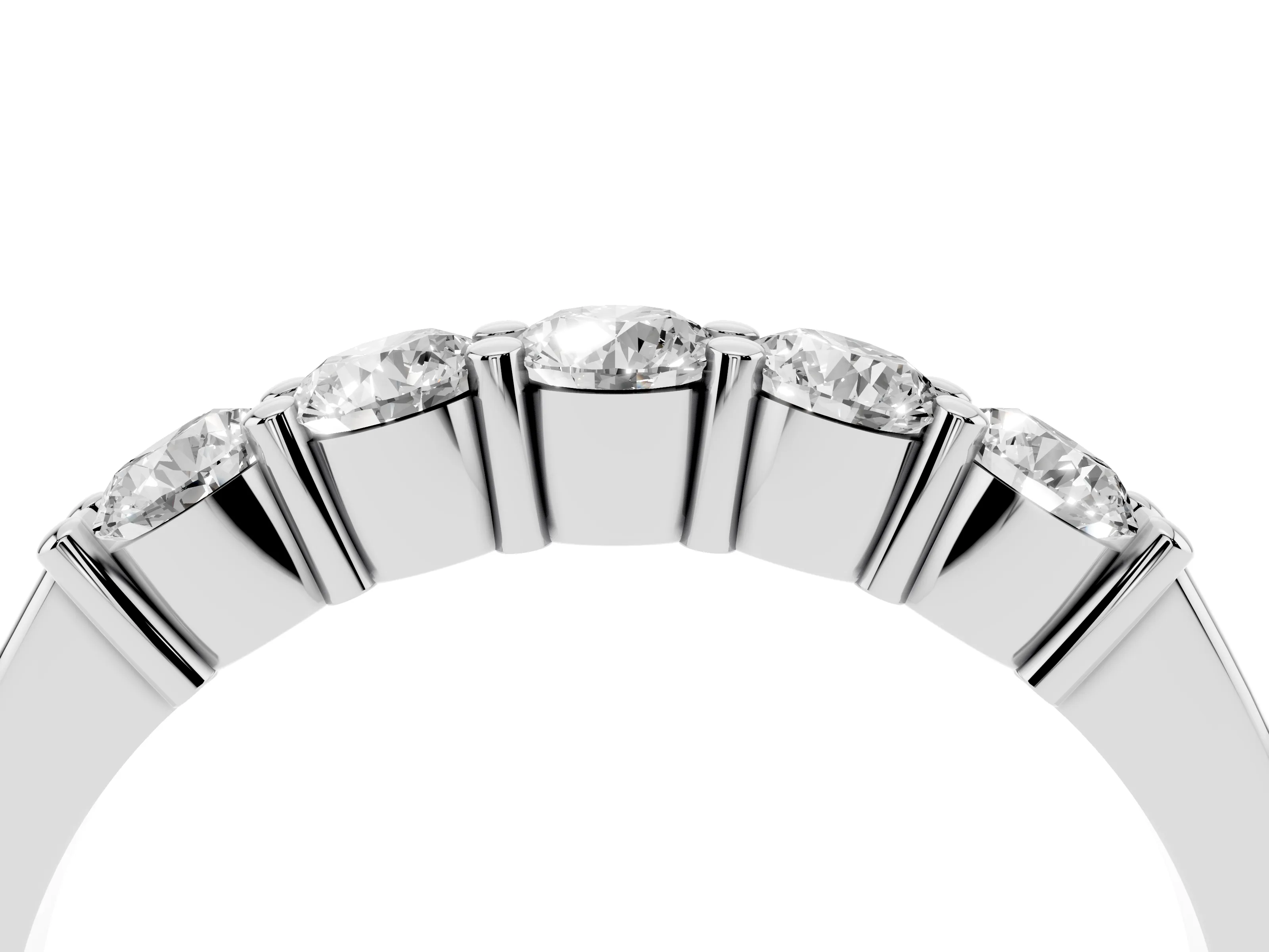Round Diamond Prong-Set Half Eternity Wedding Band Set in White gold
