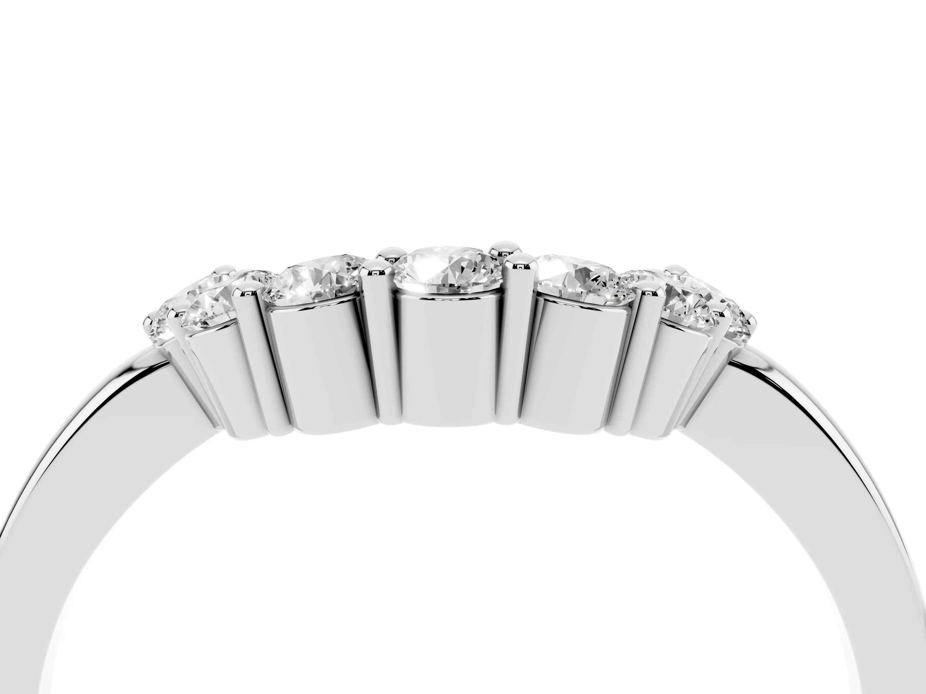 Round Diamond Curved Pavé Band Set in White gold with Prong Setting