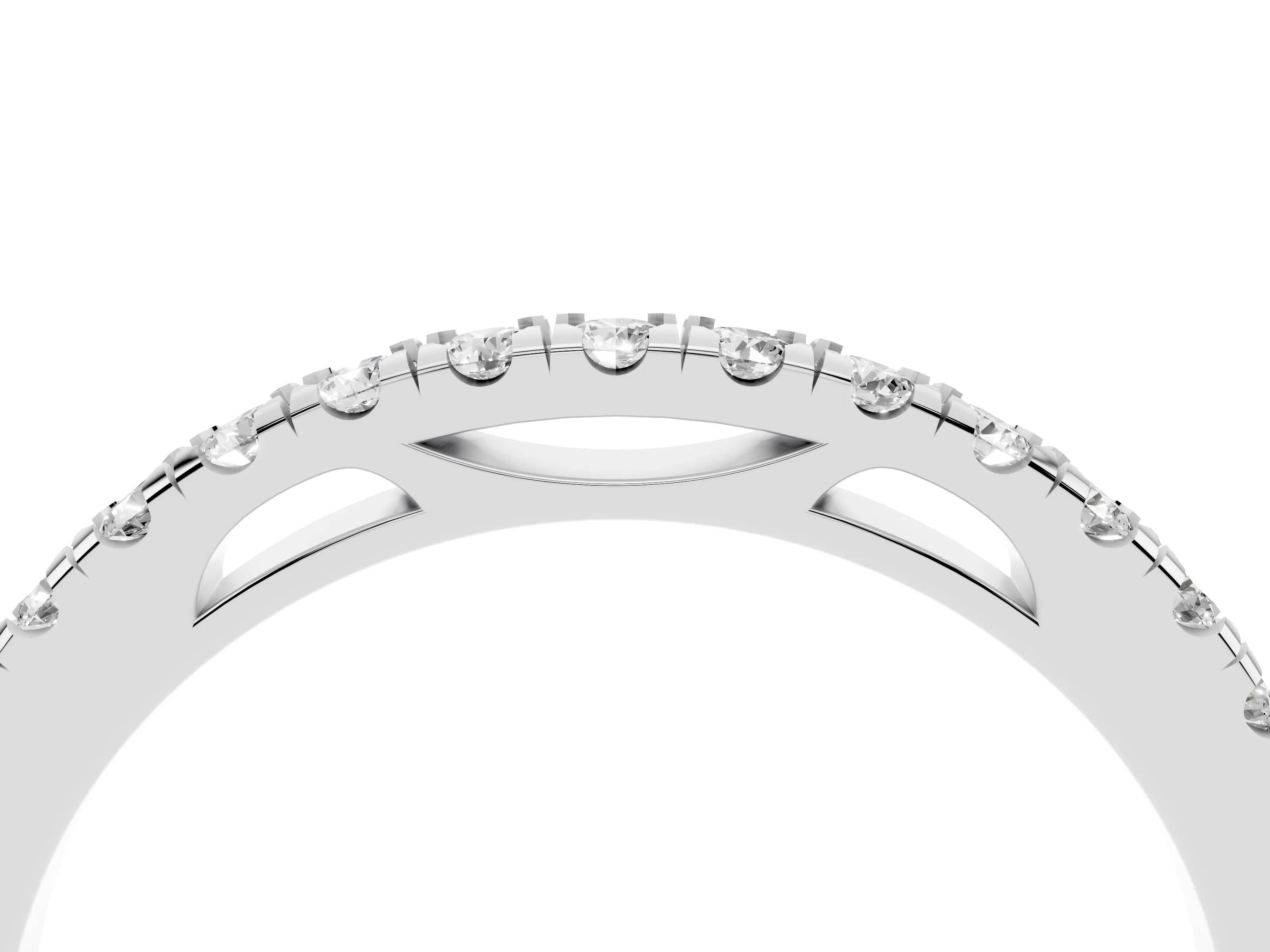 Round Diamond Eternity Band Set in White gold with Pavé-Set Row