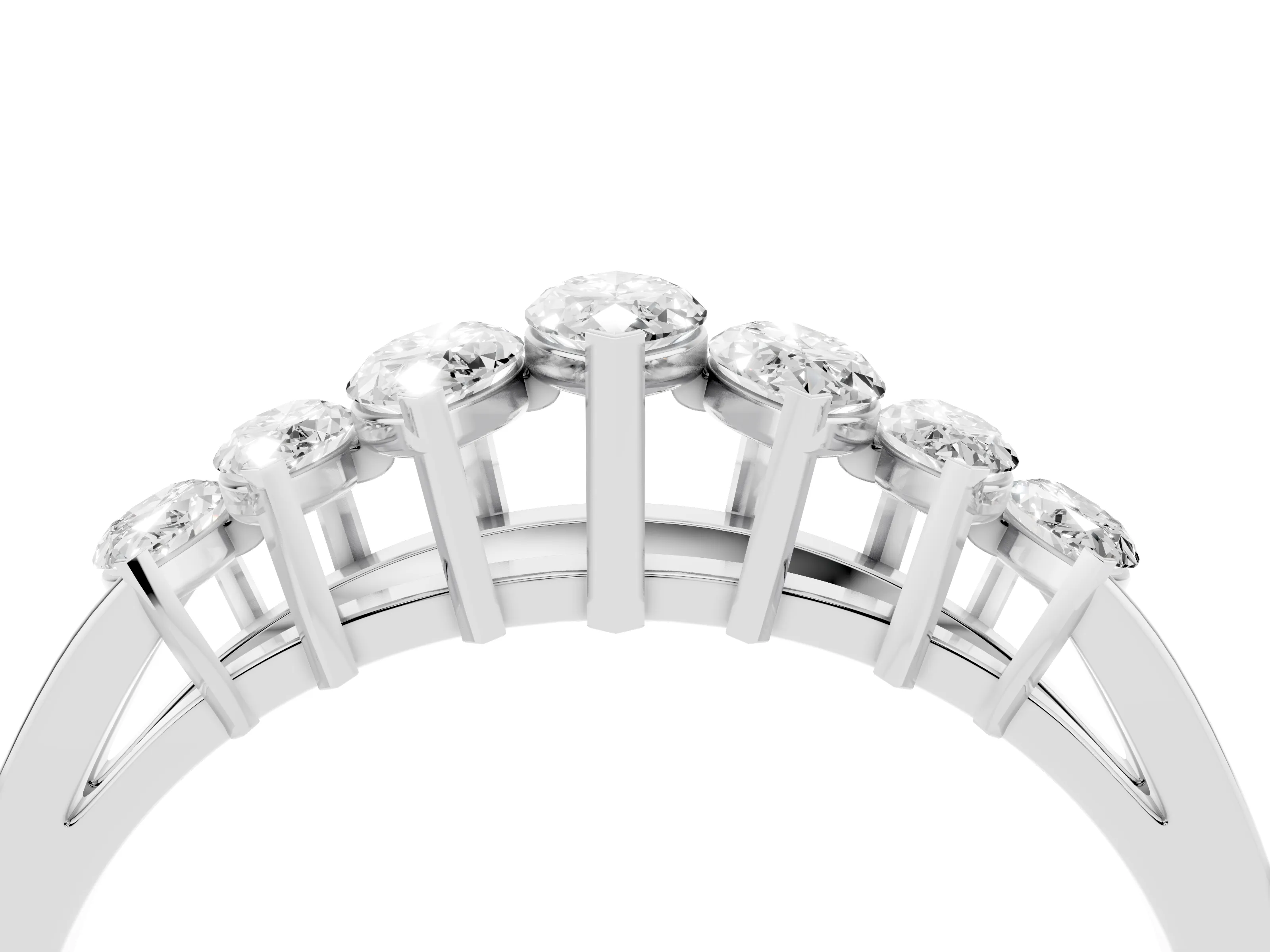Marquise Diamond Half Eternity Band Set in White gold with Seven Prong-Set Stones