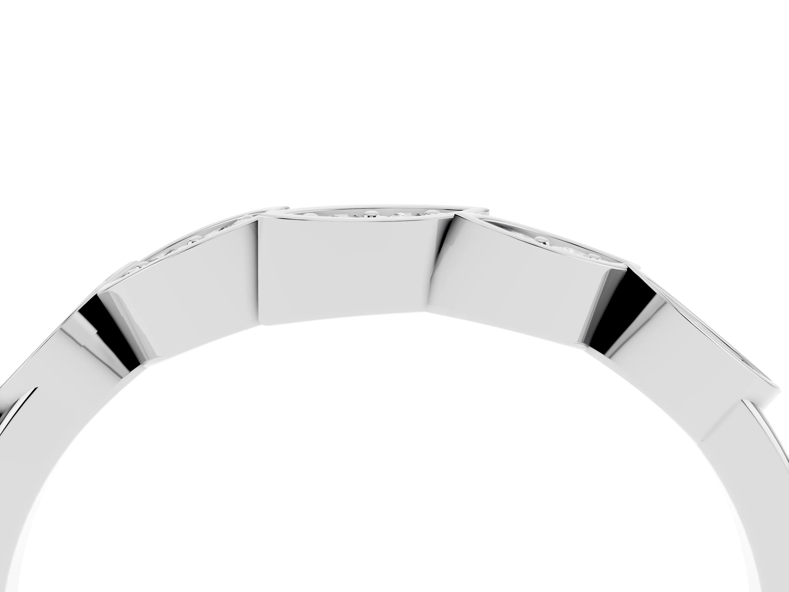 Marquise Diamond Leaf Eternity Band Set in Silver with Bezel Setting