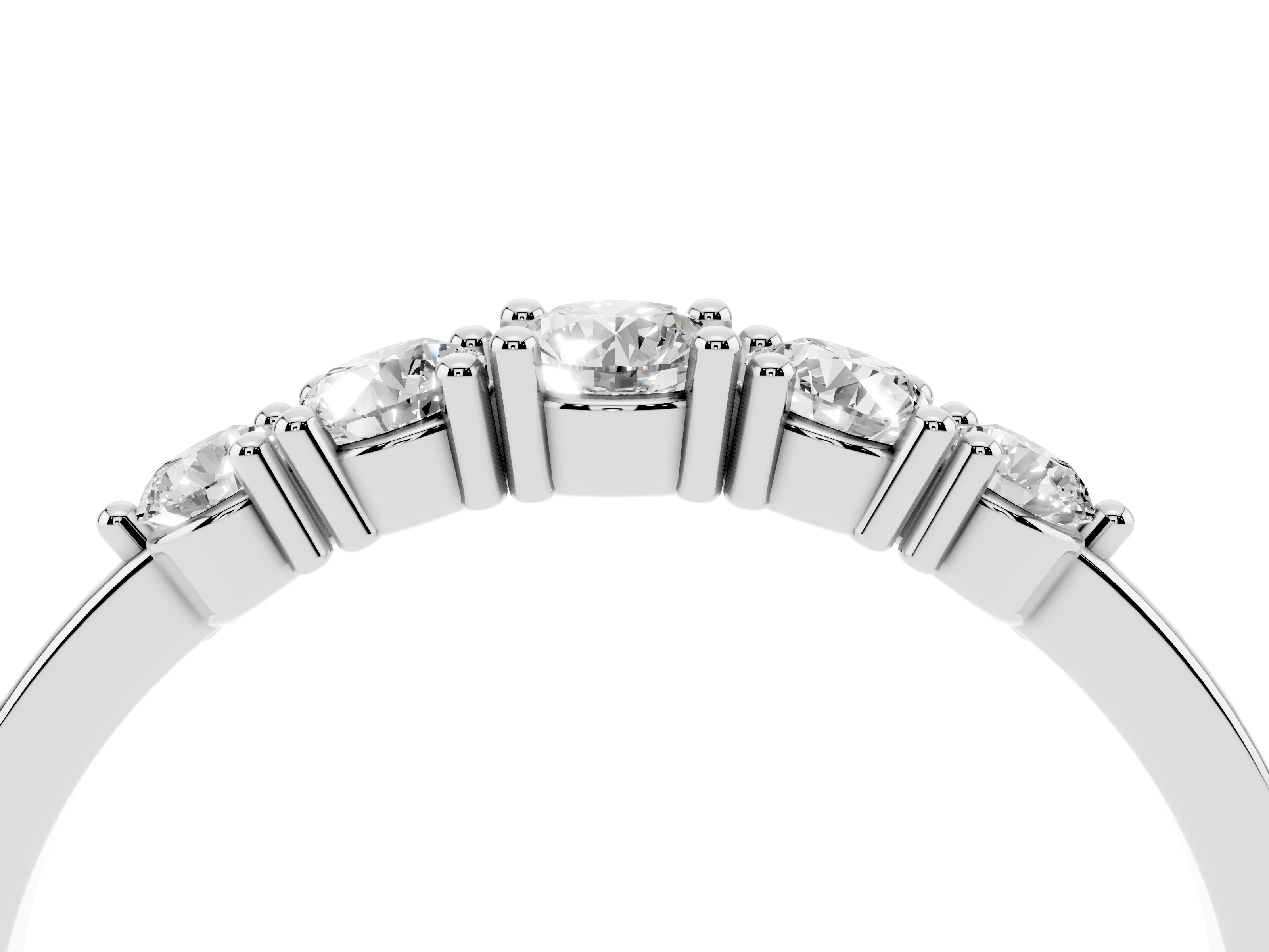 Round Diamond Half Eternity Band Set in Platinum with Prong Setting