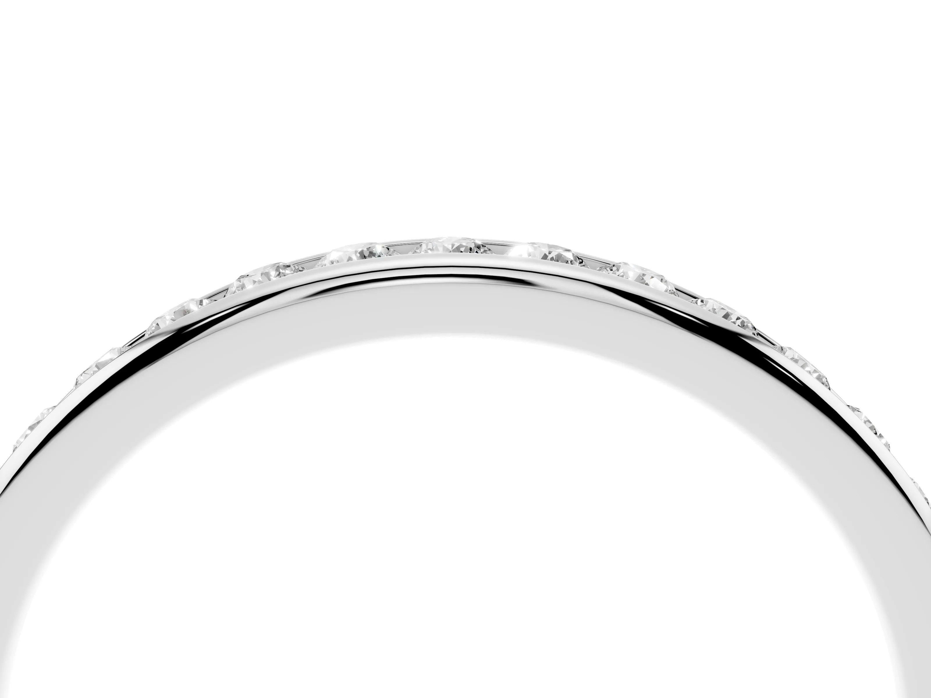 Round Diamond Everyday Comfort Fit Band Set in Platinum with Aligned Channel Row