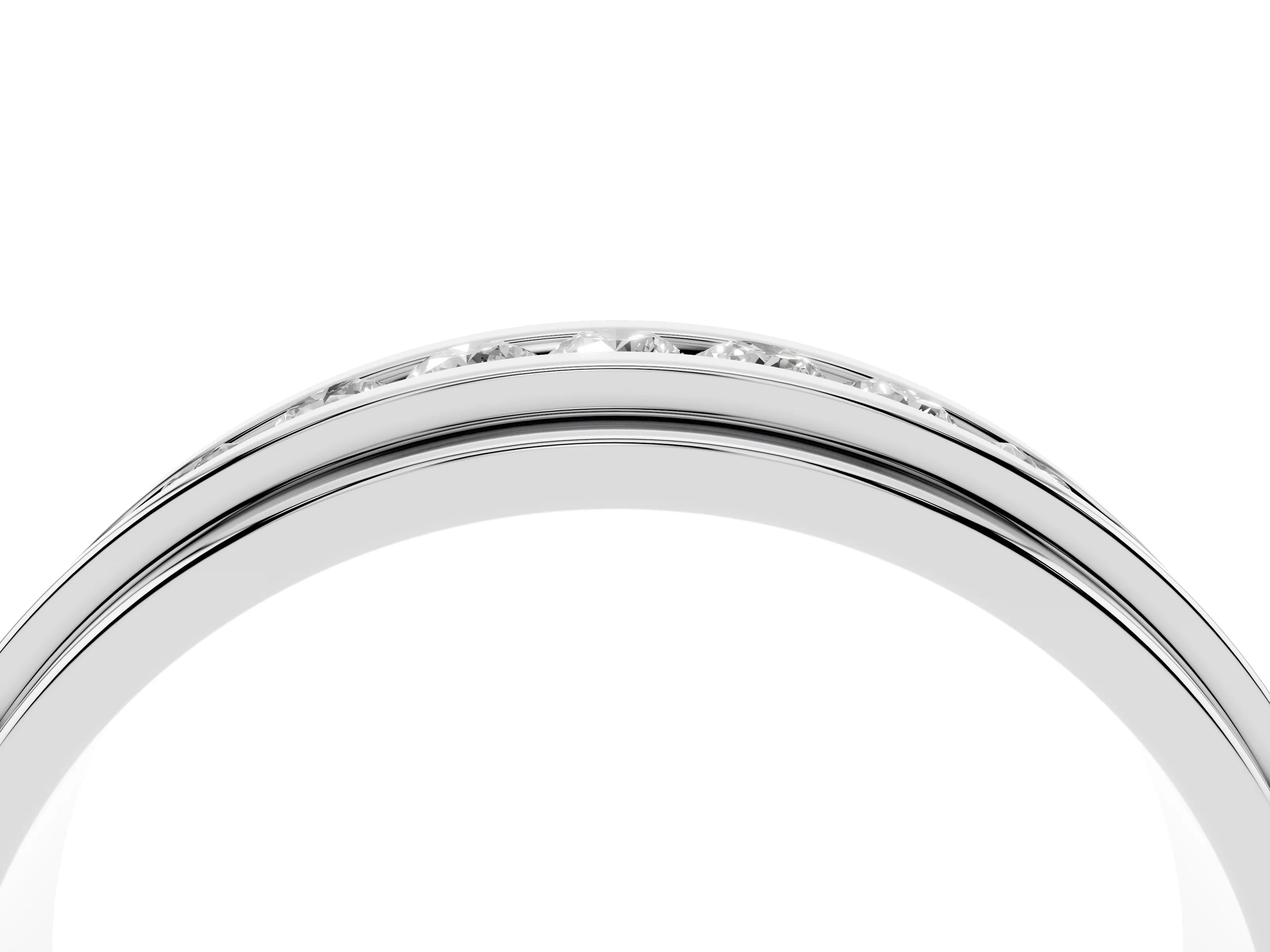 Round Diamond Seven-Stone Channel Mens Band Set in Platinum with Recessed Setting