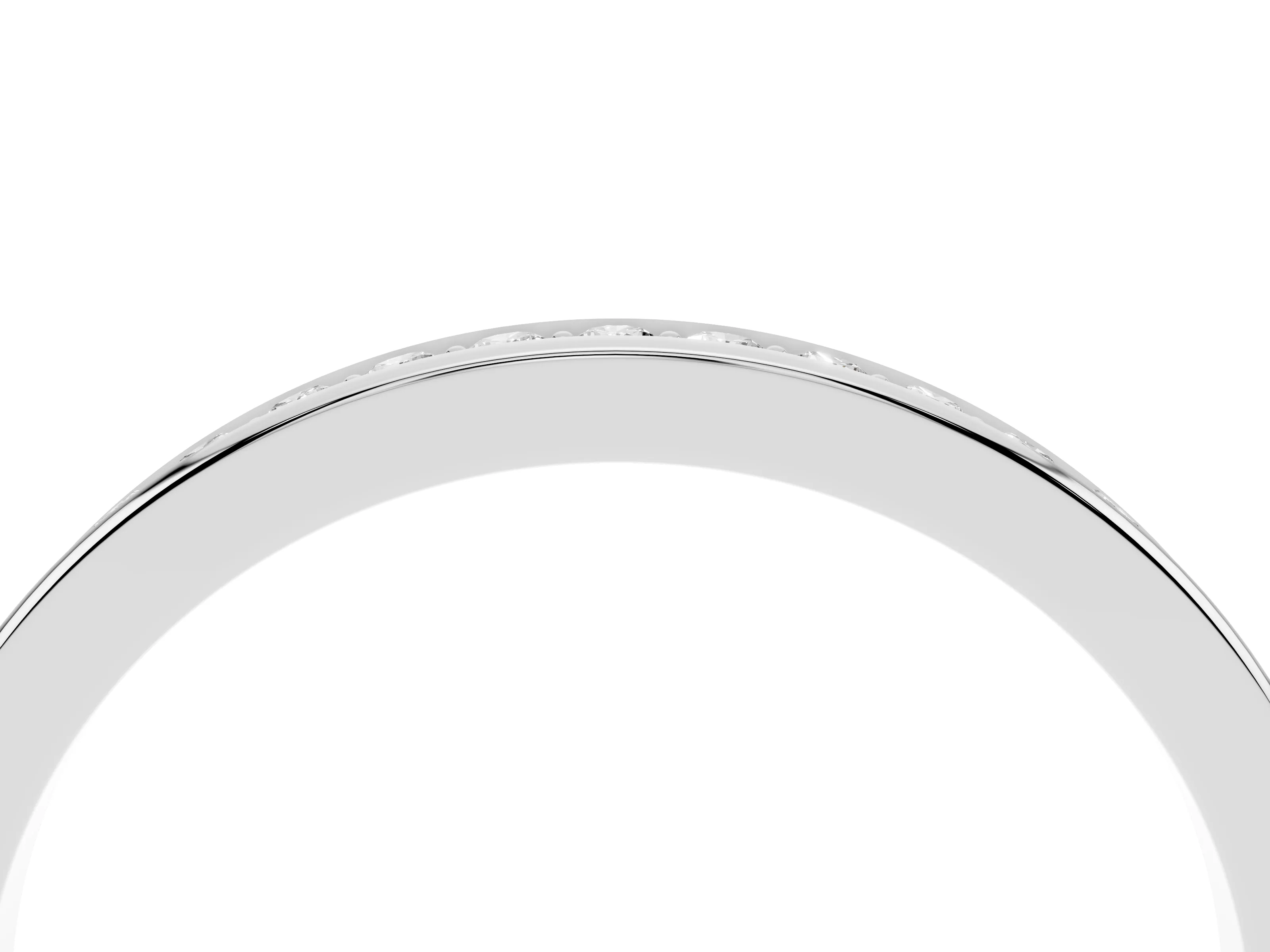 Round Diamond Pavé Half Eternity Band Set in White gold with Open Lower Shank