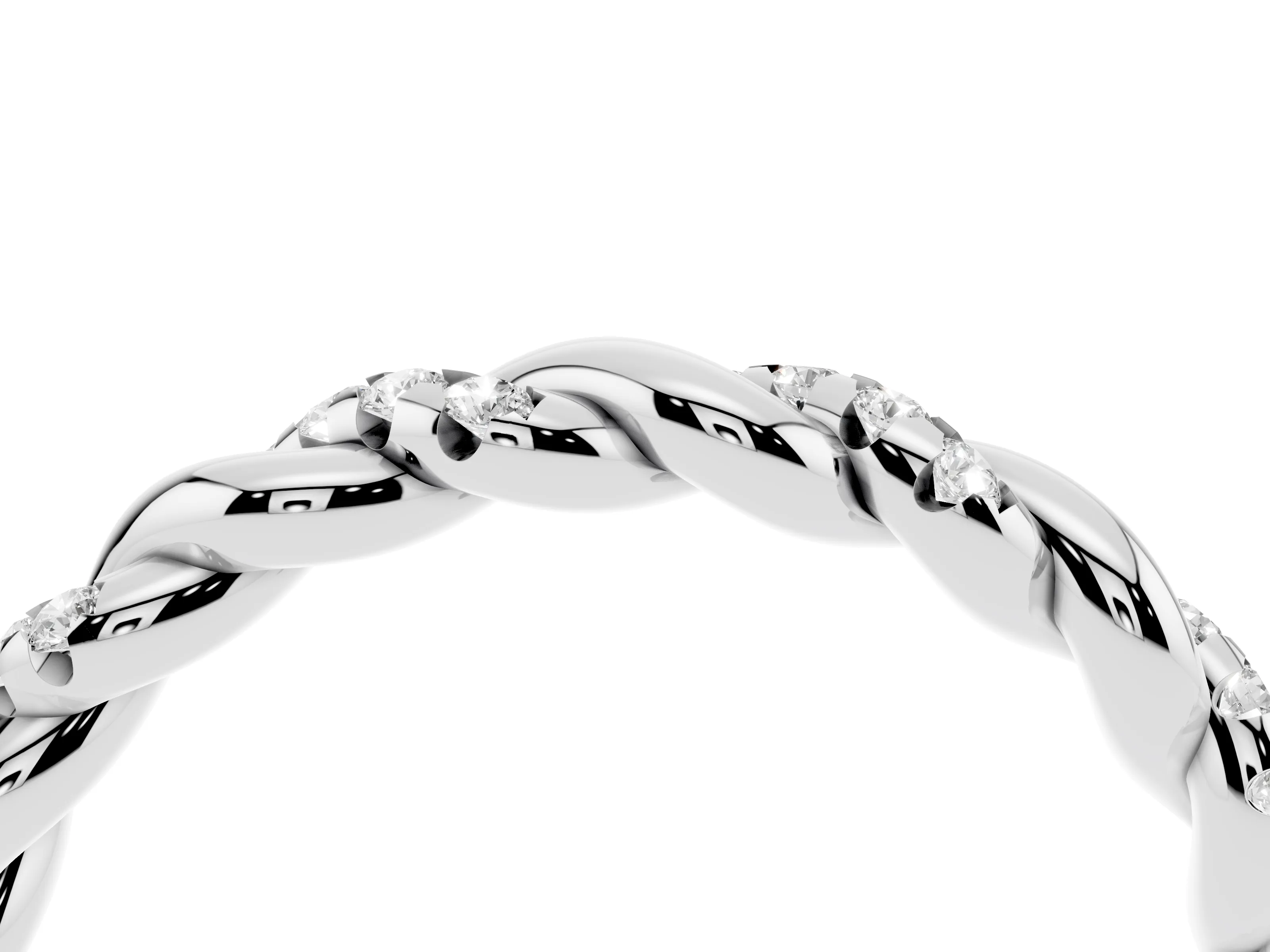 Round Diamond Twisted Eternity Band Set in Platinum with Pavé Accents