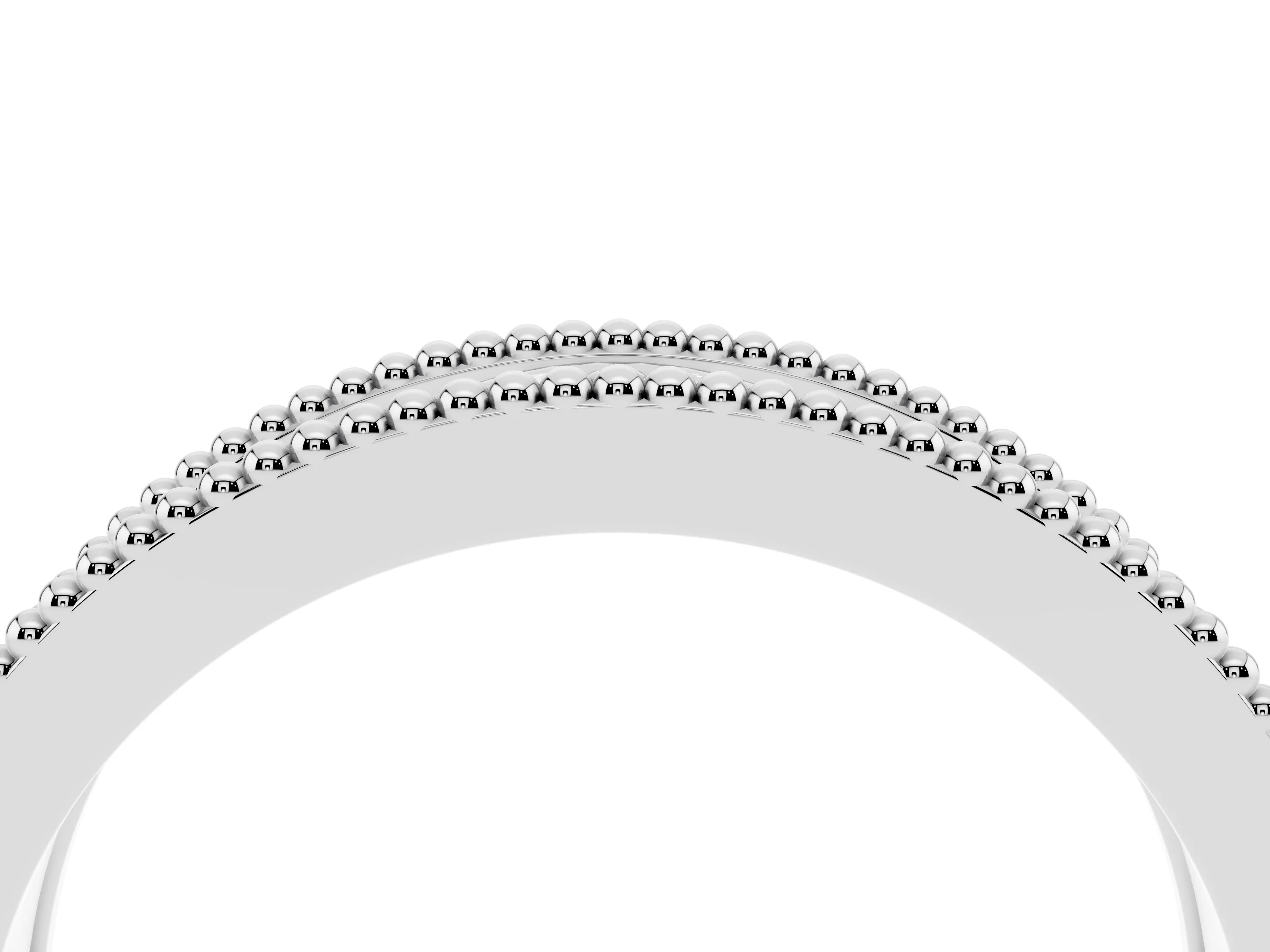 Round Diamond Marquise Shape Band Set in White gold with Milgrain Detail and Prong Setting