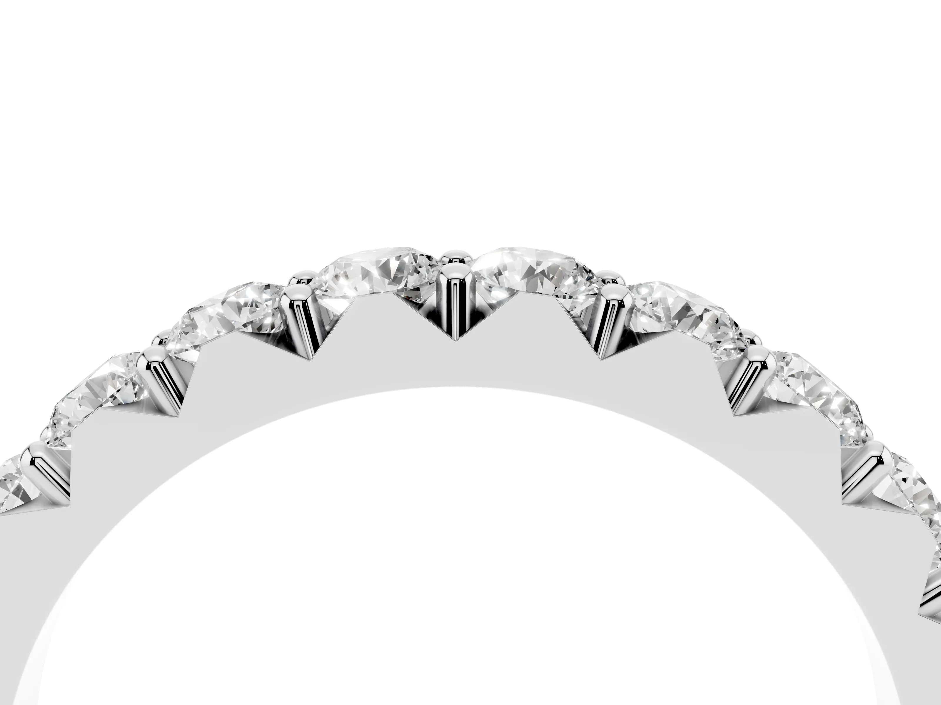 Round Diamond Half Eternity Band Set in Silver with Classic Prong Setting