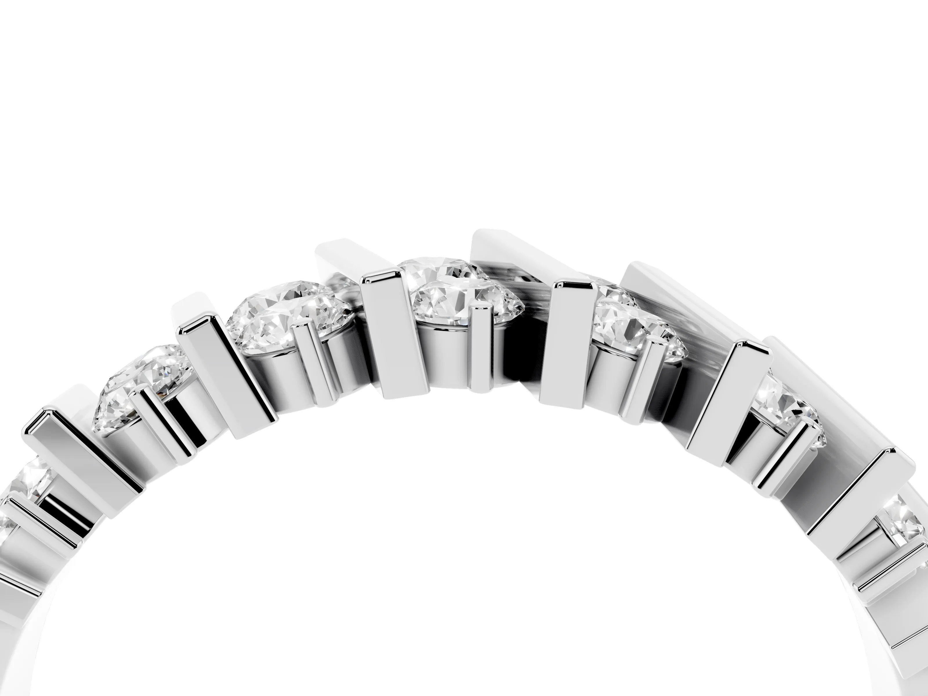 Round Diamond Channel Anniversary Band Set in Platinum with Vertical Prongs