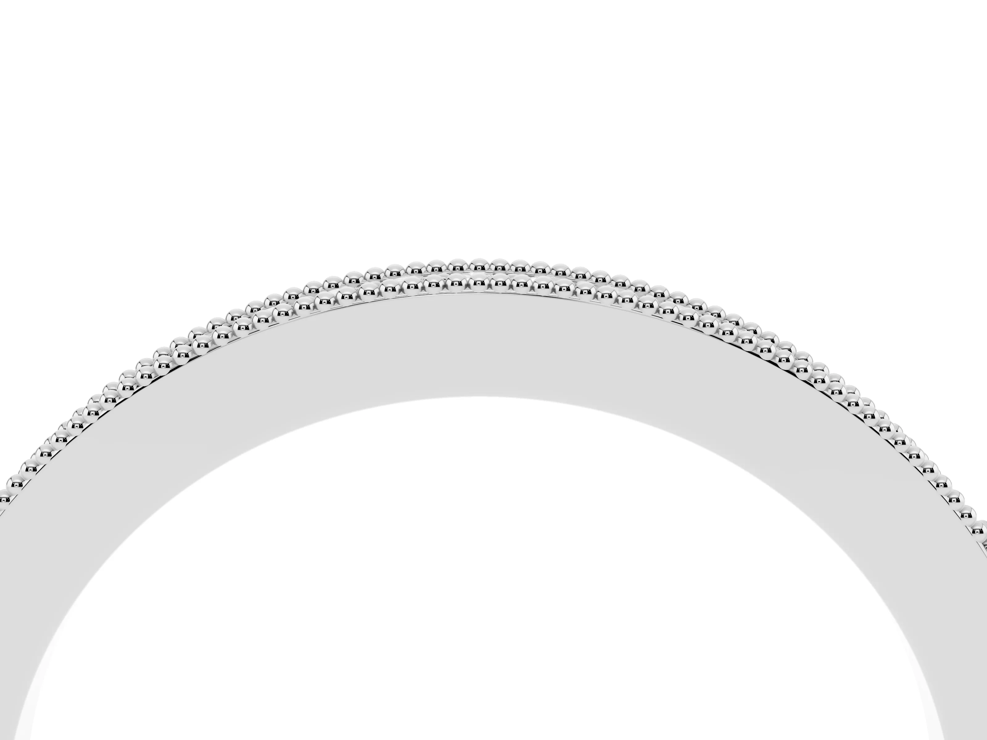 Round Cut Diamond Pavé Eternity Band Set in White gold with Beaded Milgrain Edge