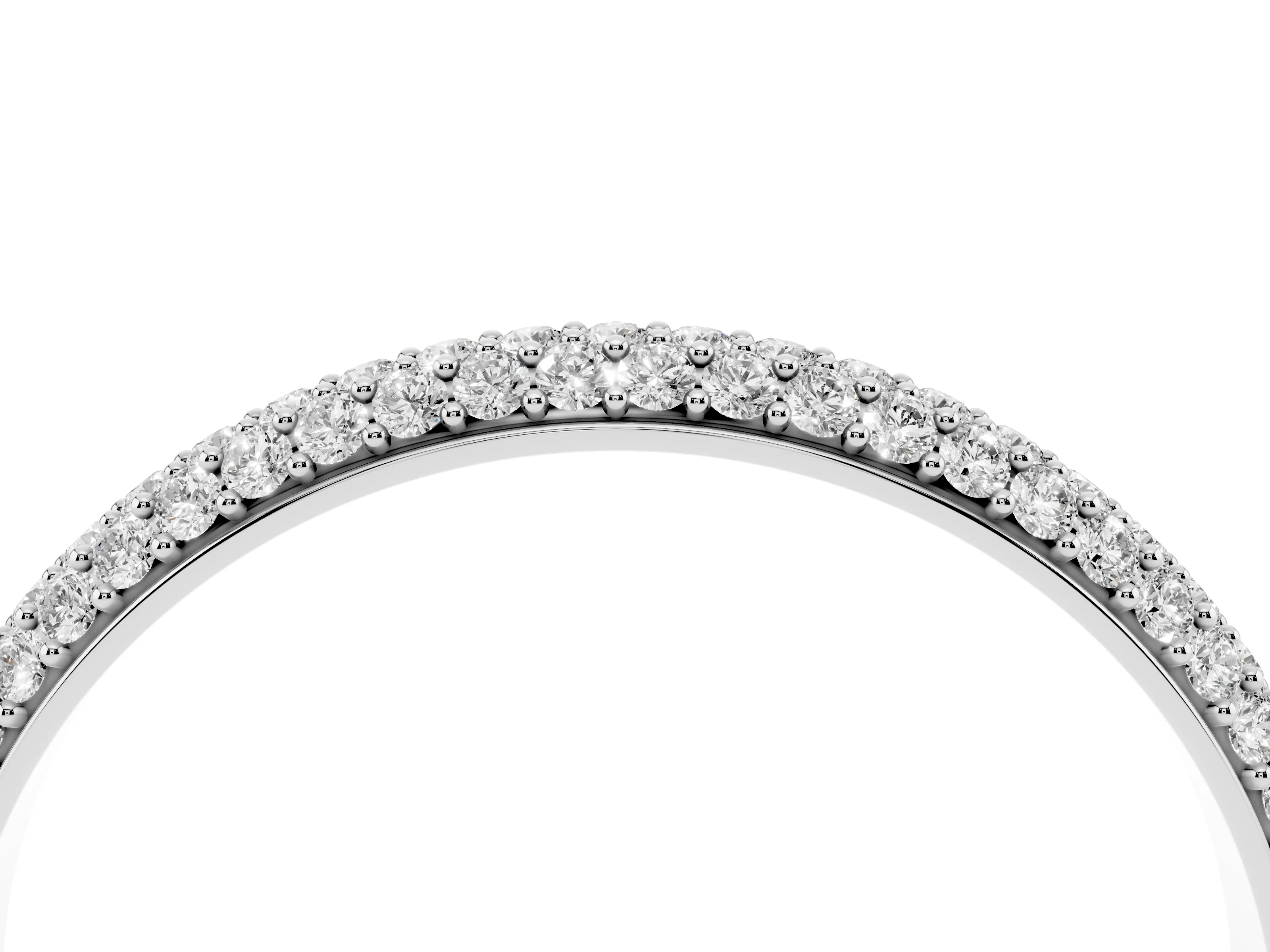 Round Diamond Three-Row Pavé Eternity Band Set in Platinum