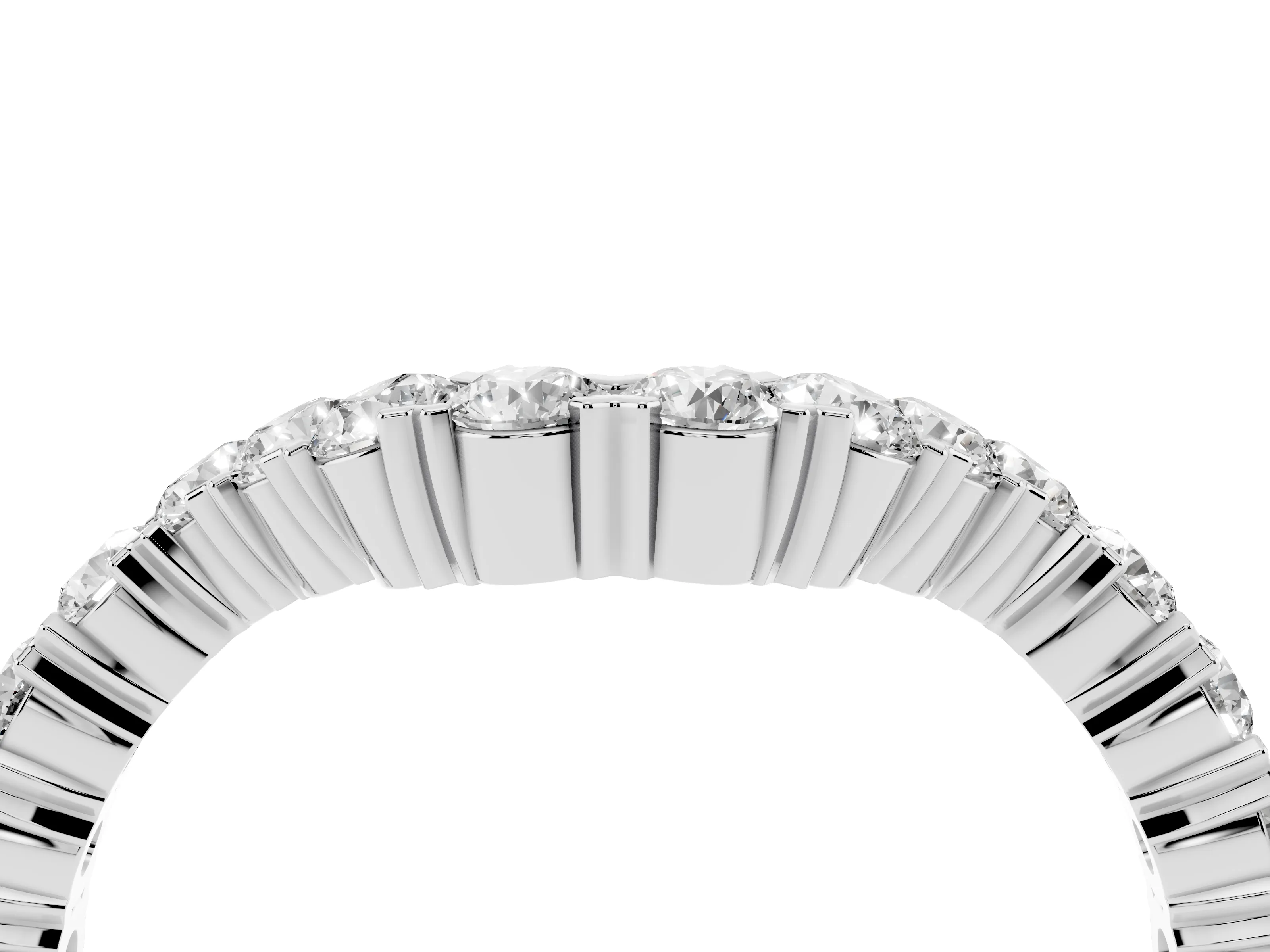 Round Diamond V-Shaped Pavé Band Set in Platinum with Prong Setting