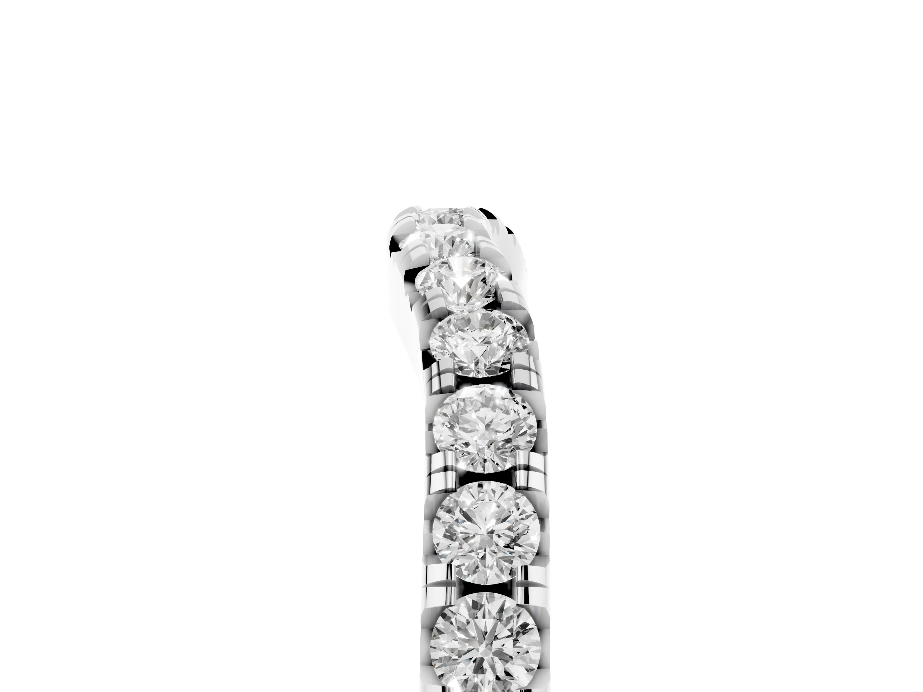 Round Diamond Curved Pavé Wedding Band Set in Silver with Shared Prongs