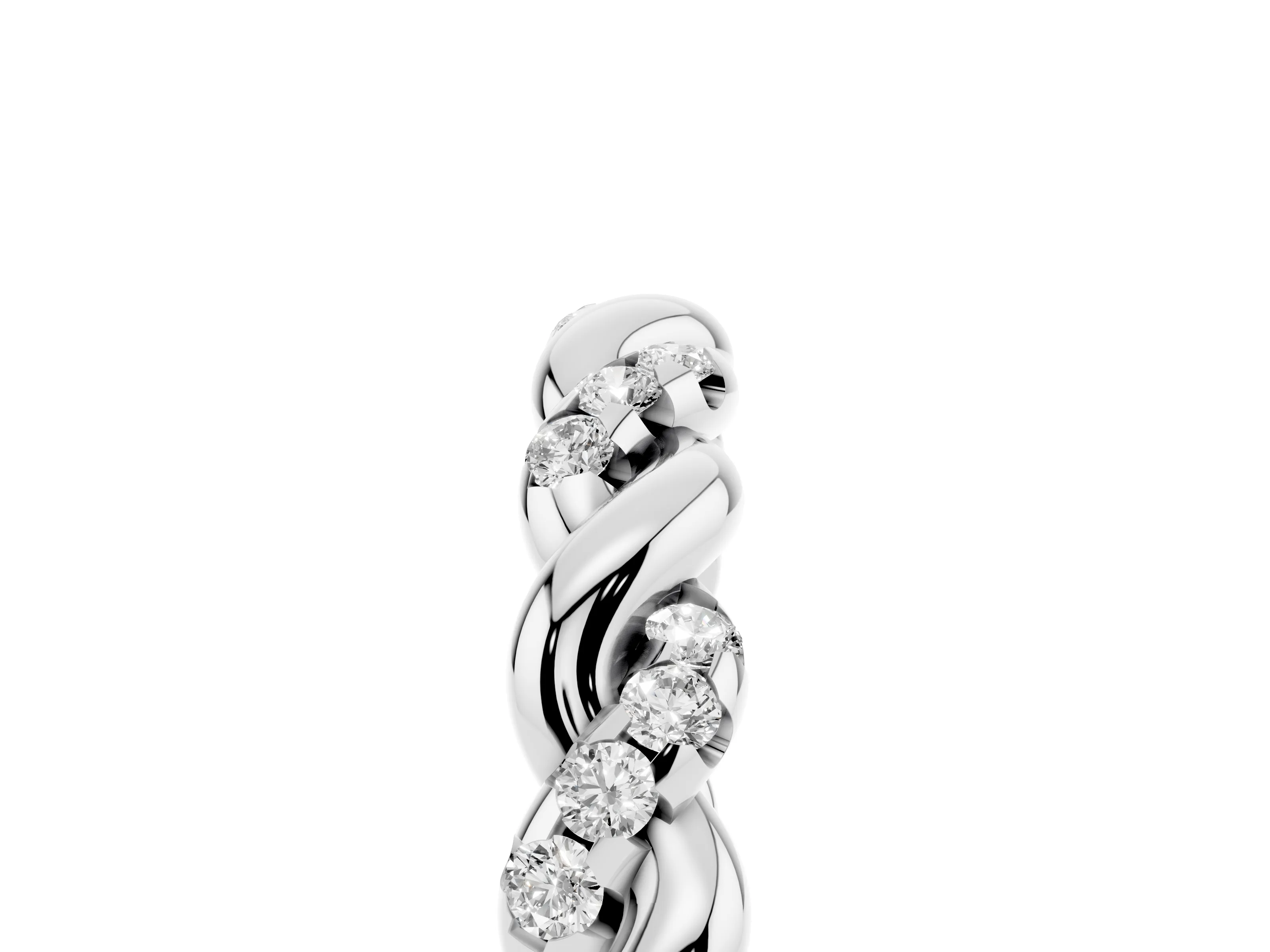 Round Diamond Twisted Eternity Band Set in Platinum with Pavé Accents