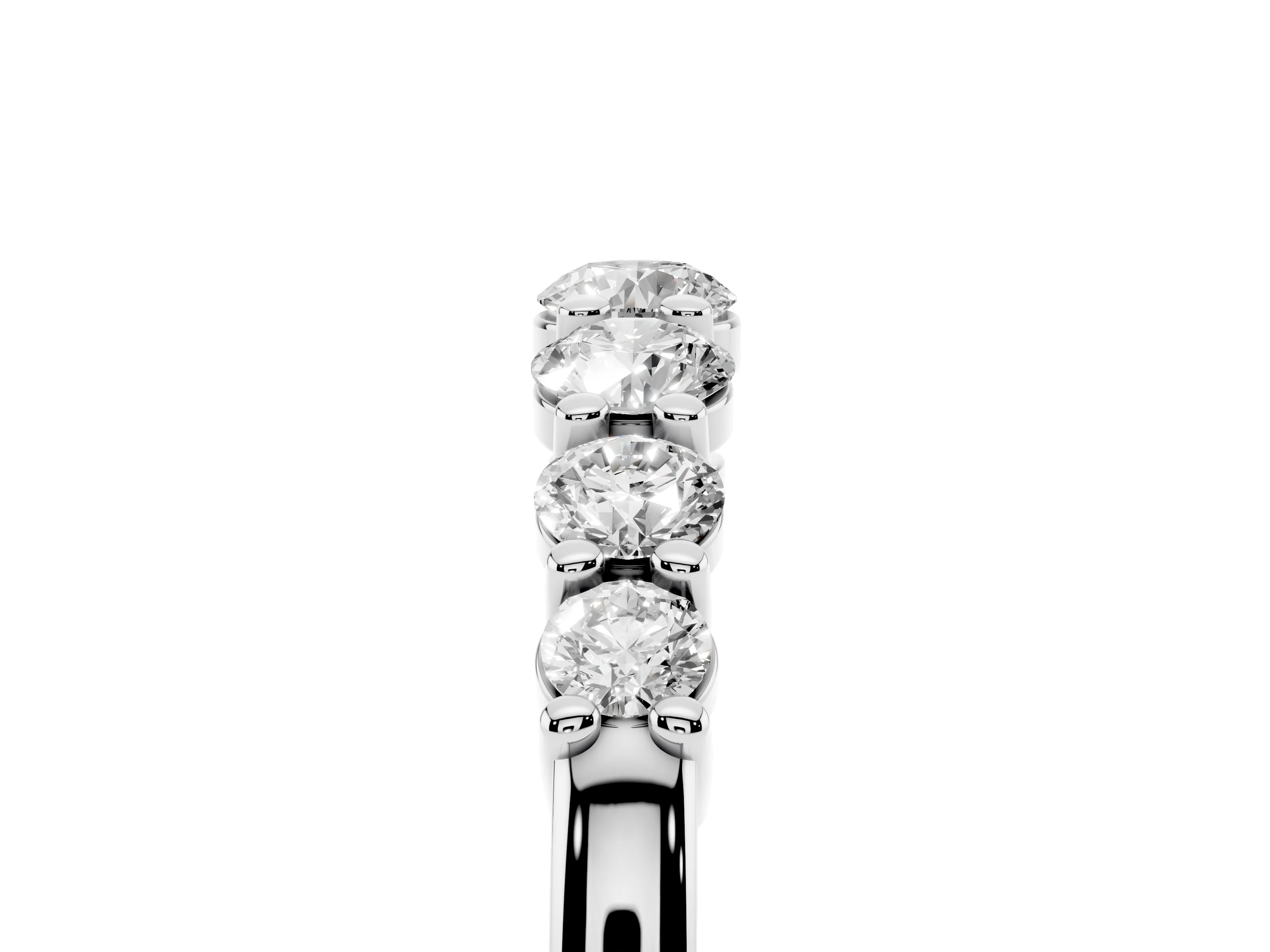 Round Diamond Half Eternity Stacking Band Set in Silver with Prong Setting