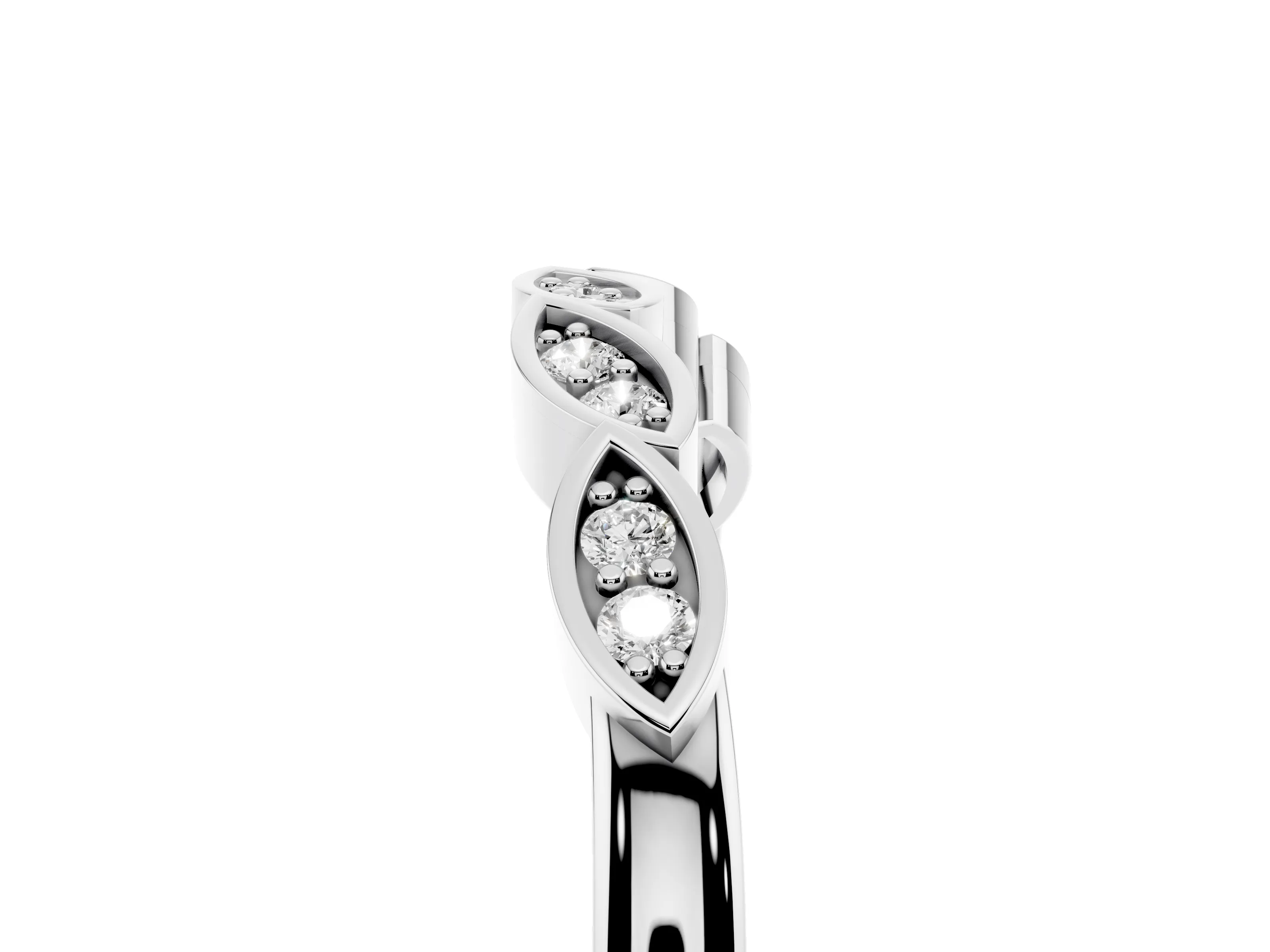 Marquise Diamond Leaf Eternity Band Set in Silver with Bezel Setting