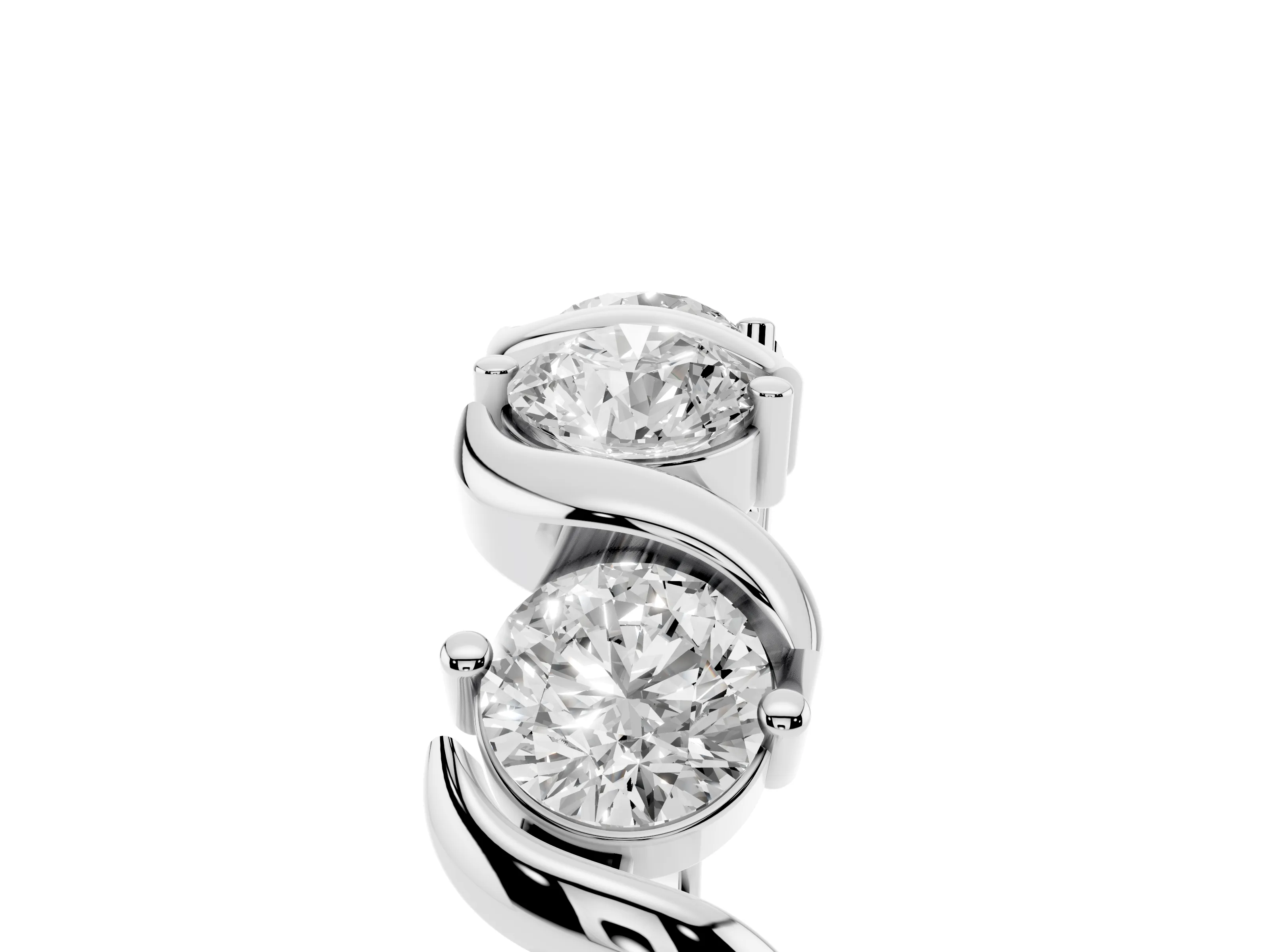 Round Diamond Six-Stone Wave Band Set in Silver with Shared Prong Setting