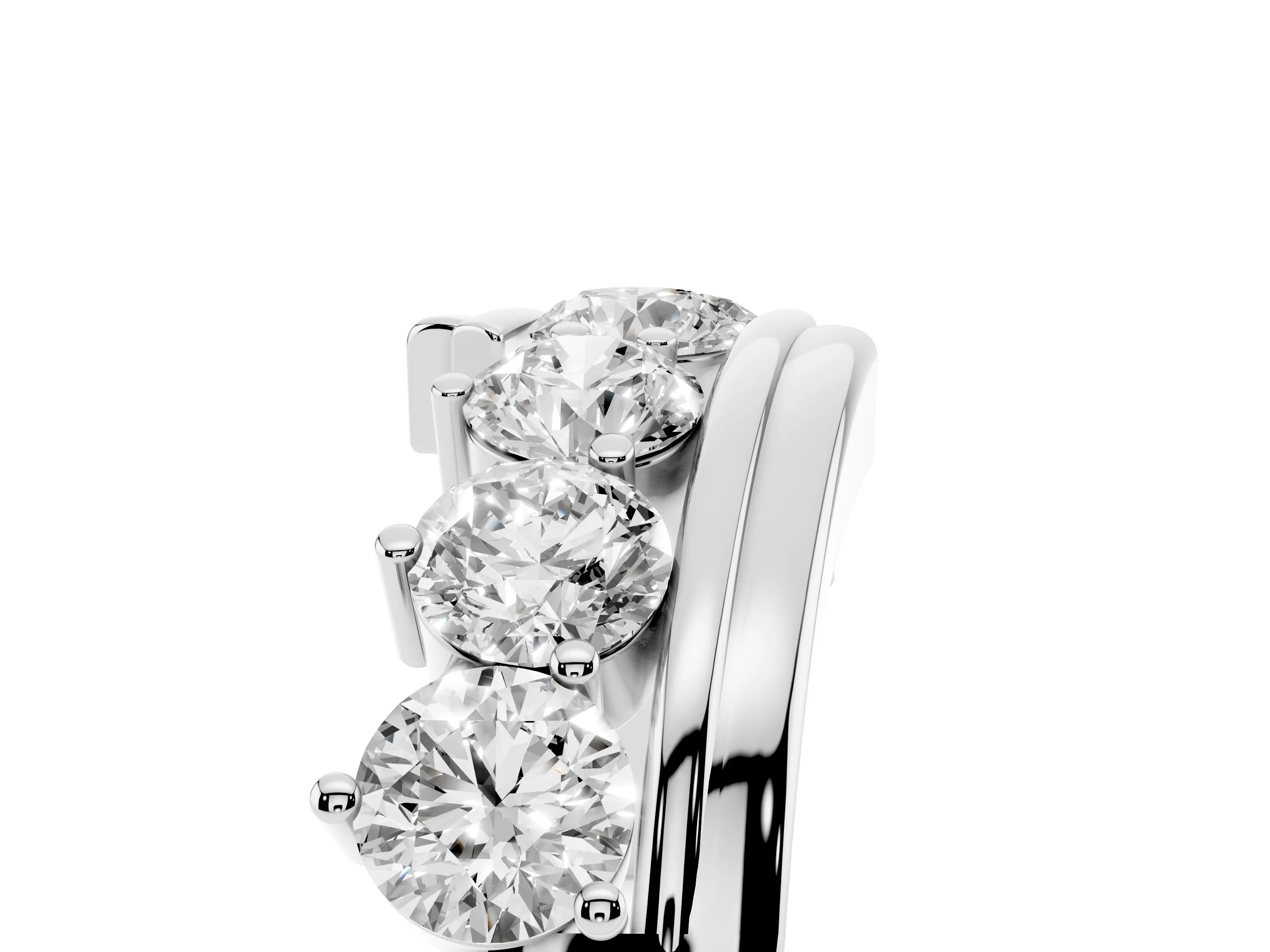 Round Diamond Wave Band Set in Platinum with Channel and Shared Prong Setting
