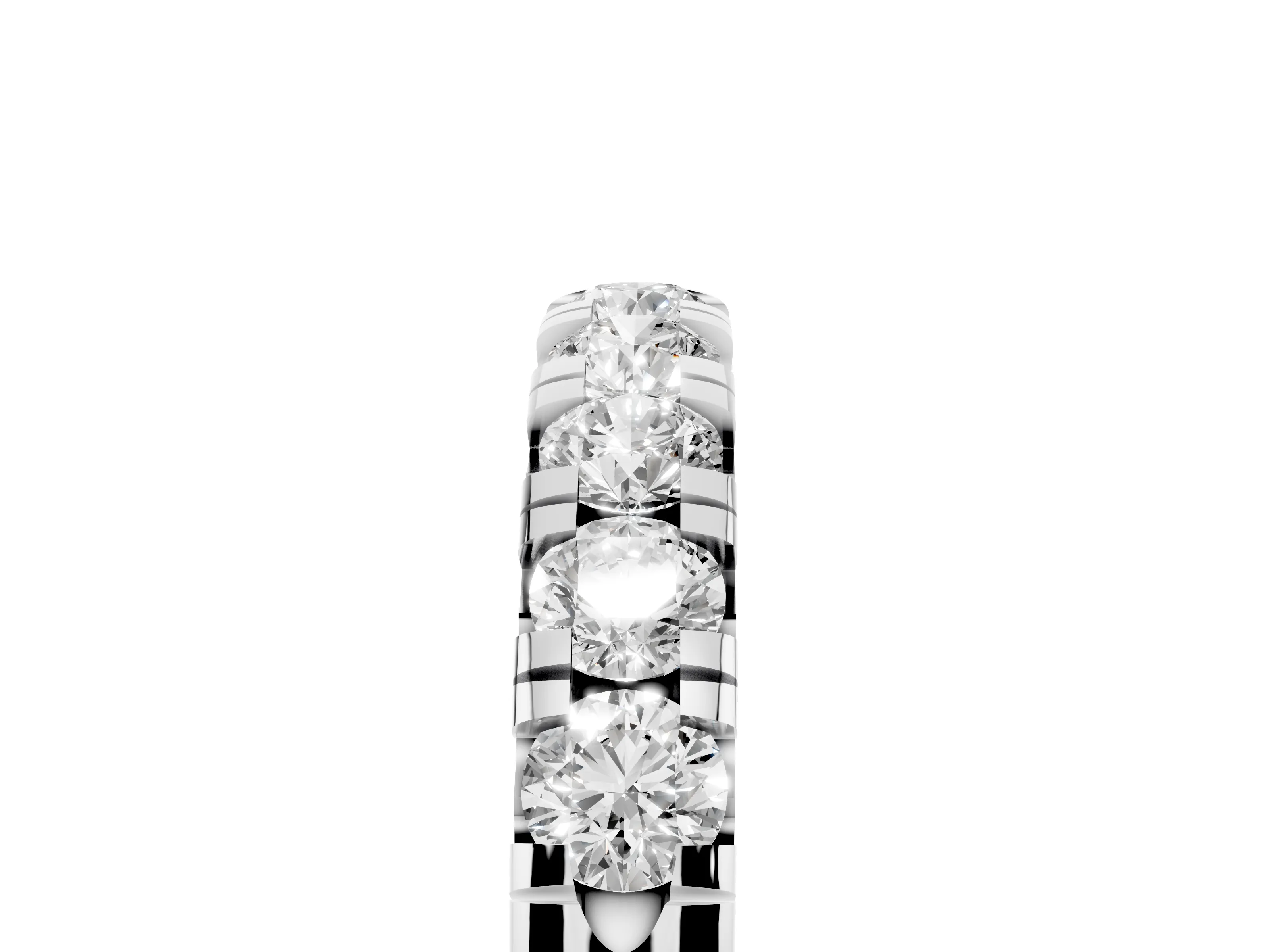 Round Diamond Half Eternity Band Set in Silver with Prong-Held Row