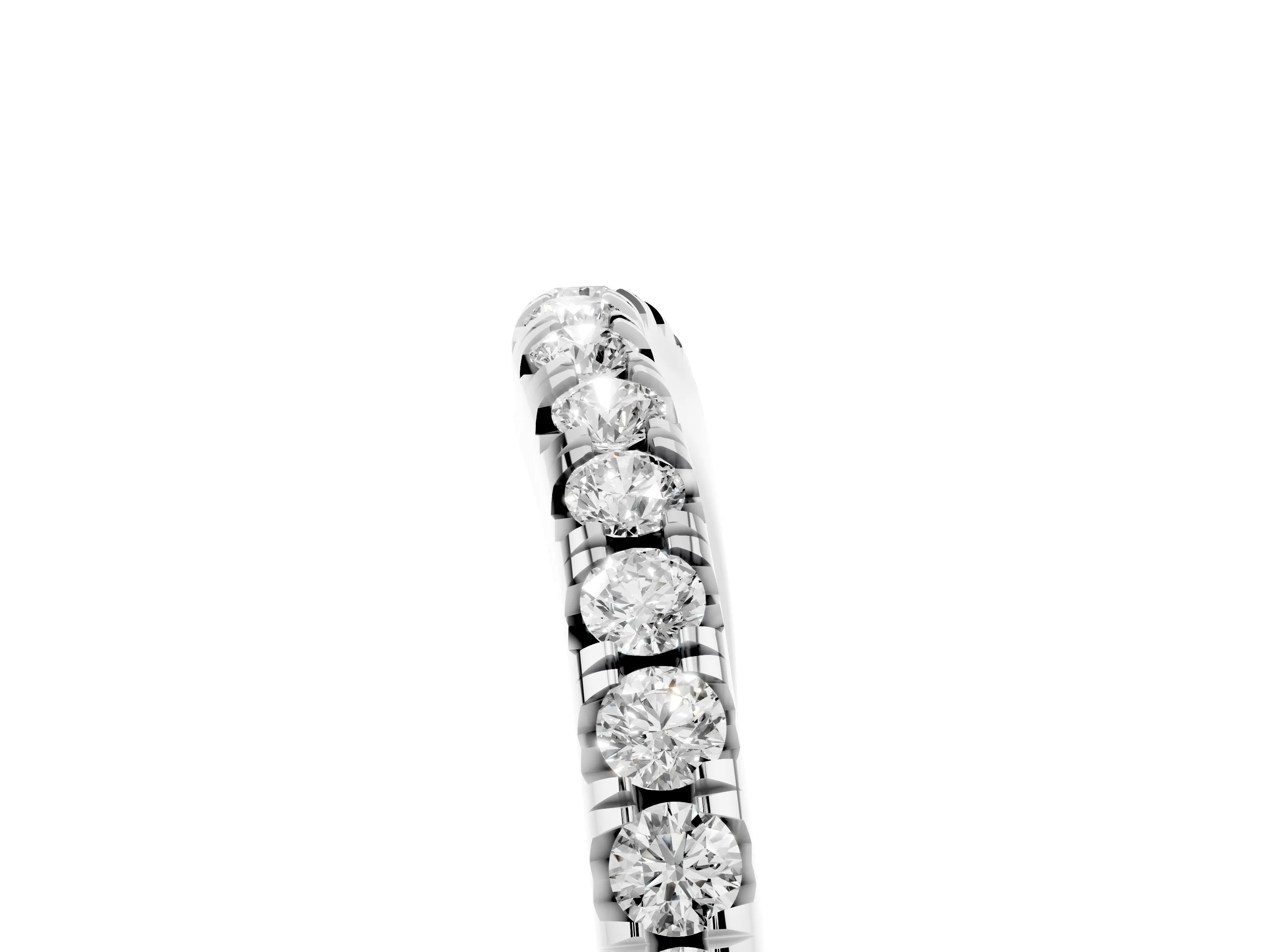 Round Diamond Curved Pavé Band Set in Silver with Shared Prong Row