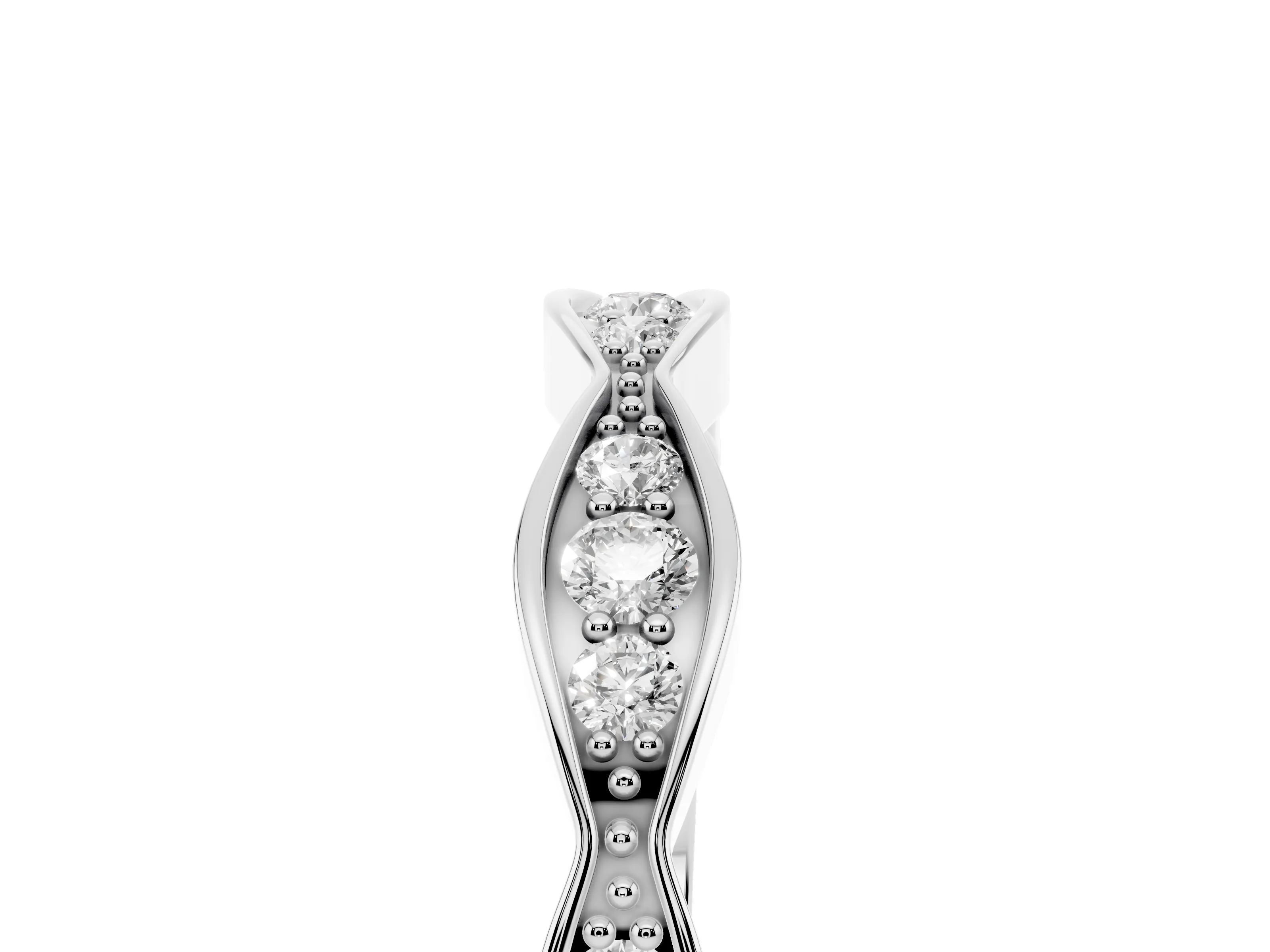 Round Diamond Scalloped Pavé Eternity Band Set in Silver