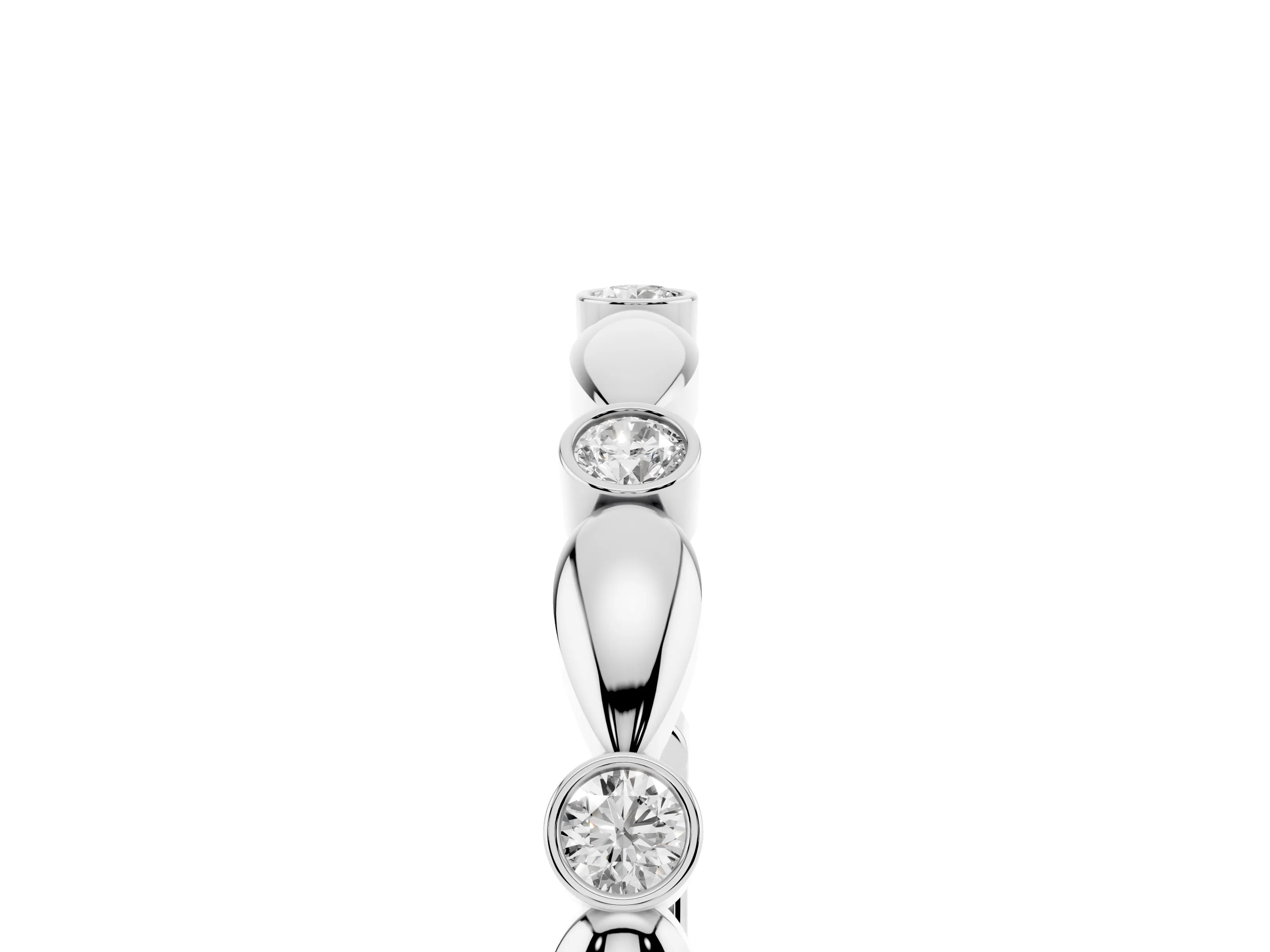 Round Diamond Eternity Band Set in Platinum with Bezel Setting and Marquise Metal Accents