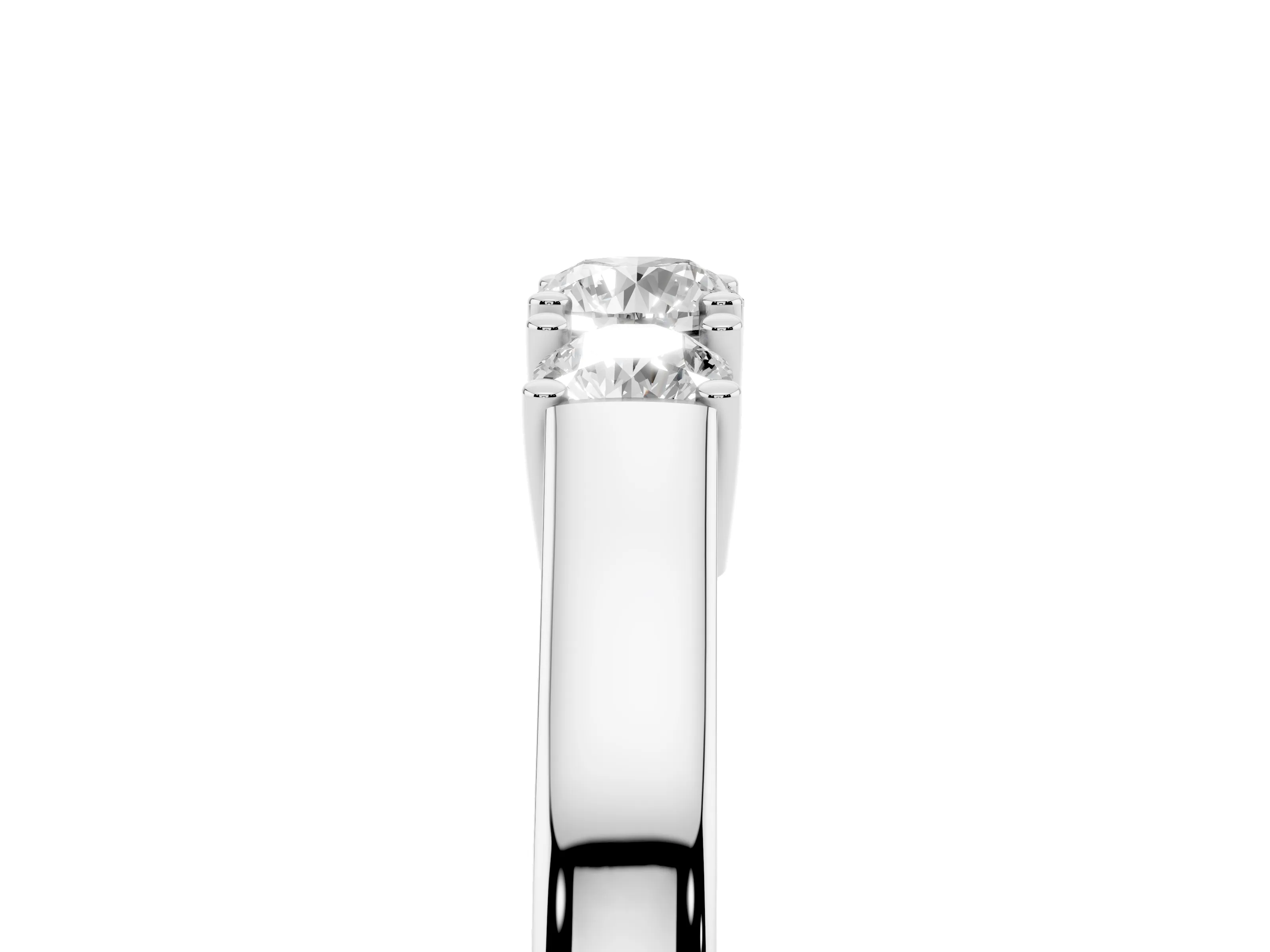 Three-Stone Round Diamond Channel Band Set in Platinum with Prong Accents