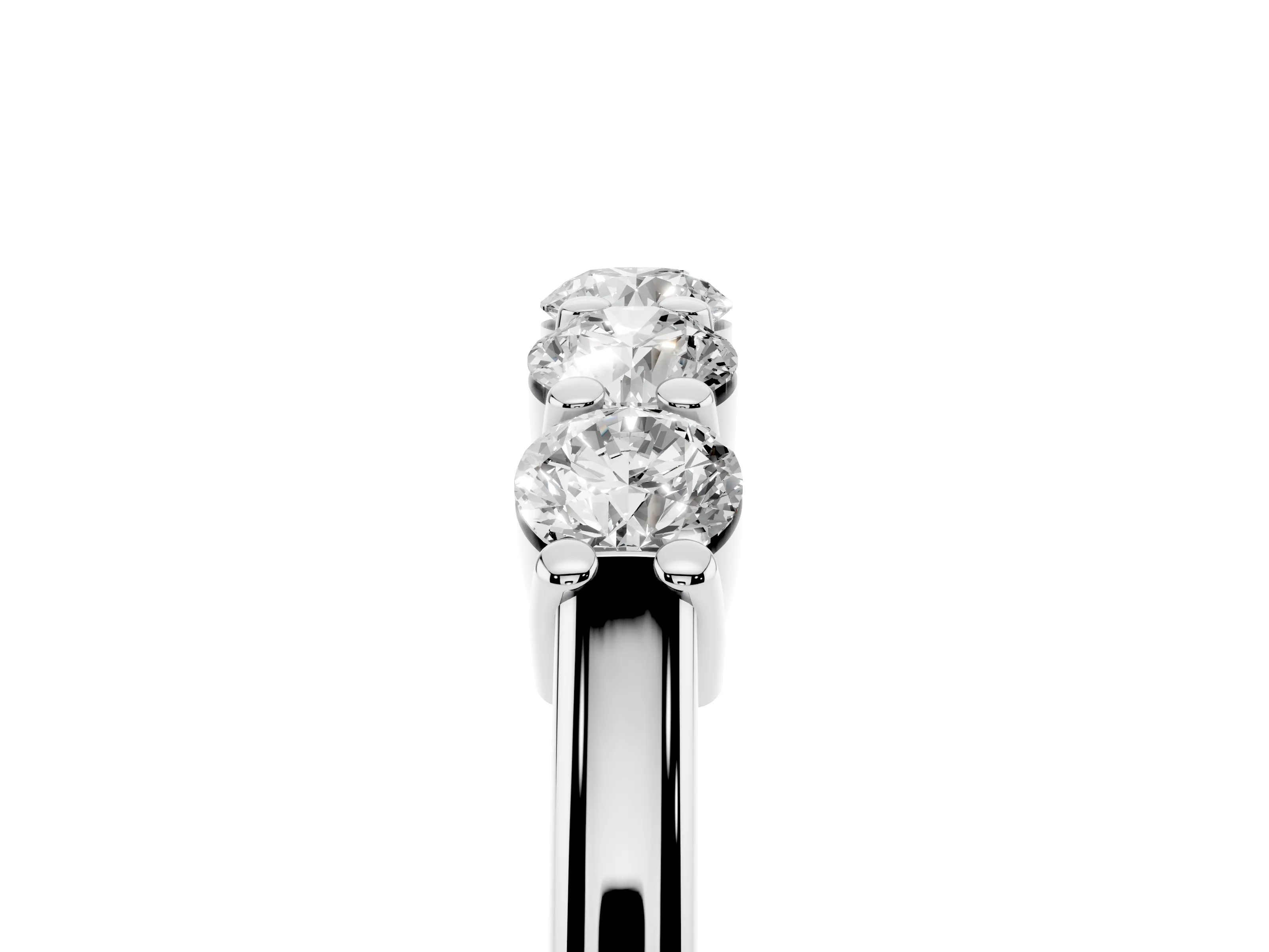 Round Diamond Prong-Set Half Eternity Wedding Band Set in White gold