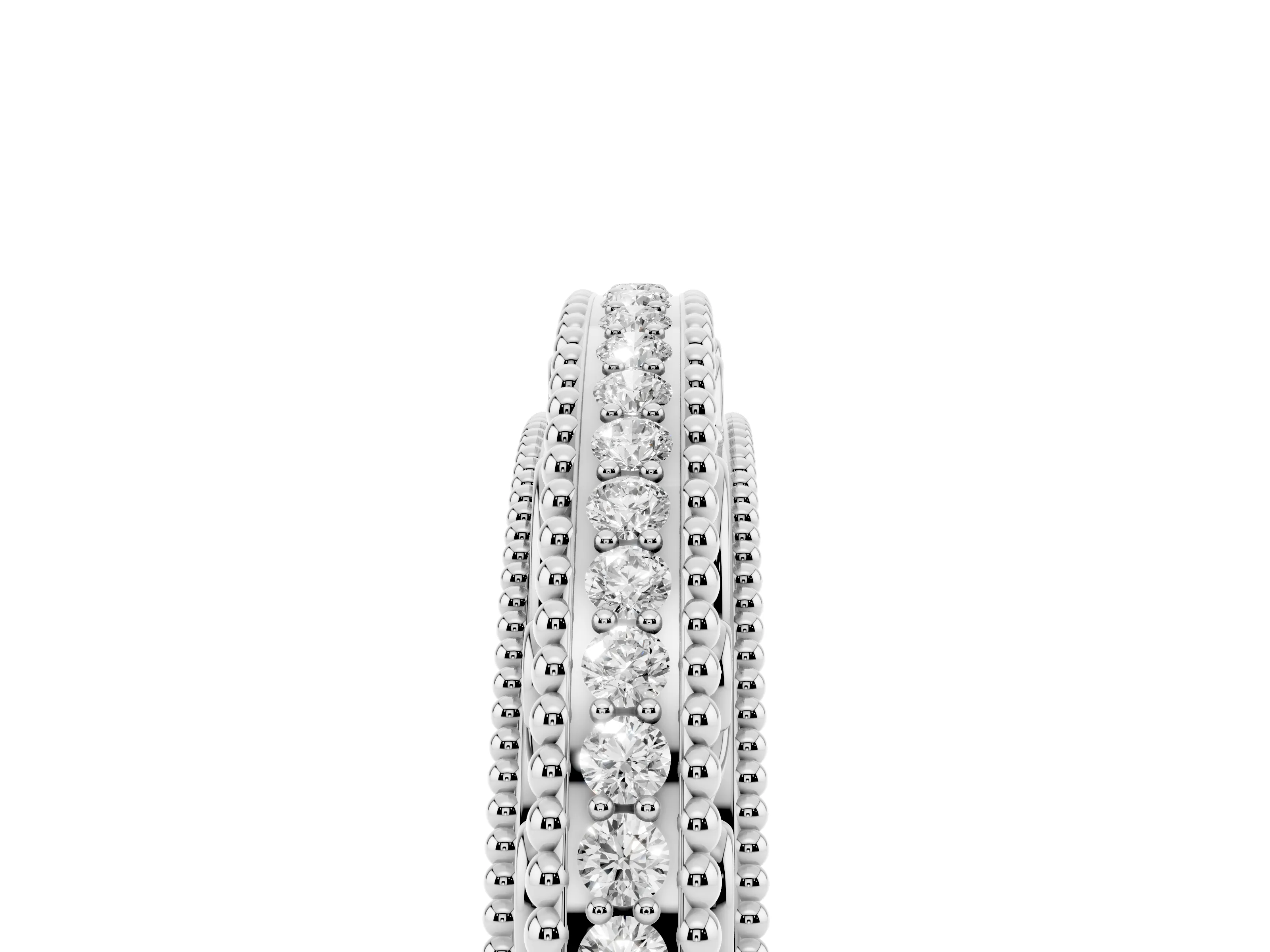 Round Diamond Pavé Eternity Band Set in White gold with Milgrain Edges