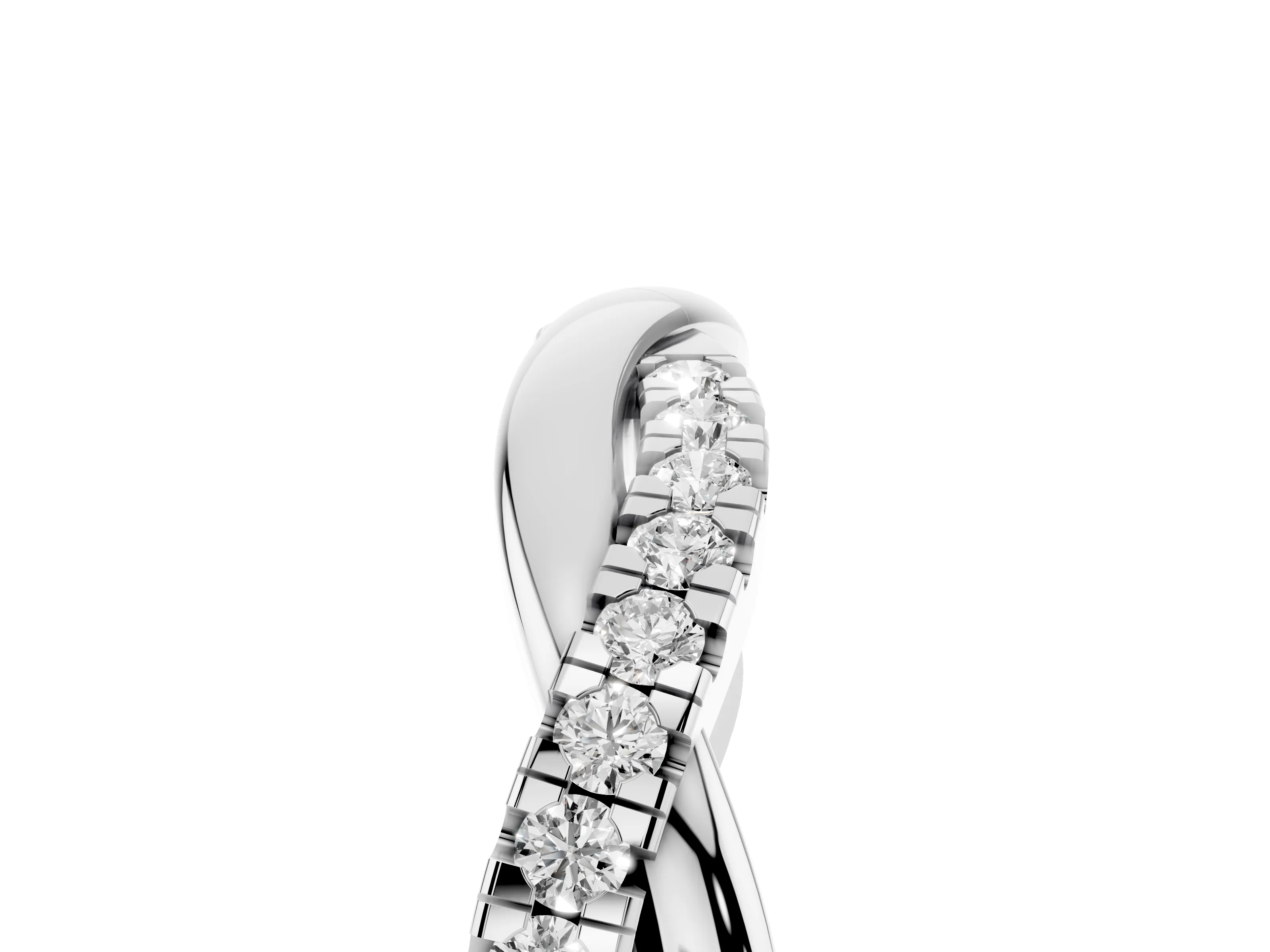 Round Diamond Twisted Infinity Band Set in Silver with Spaced Prong Settings