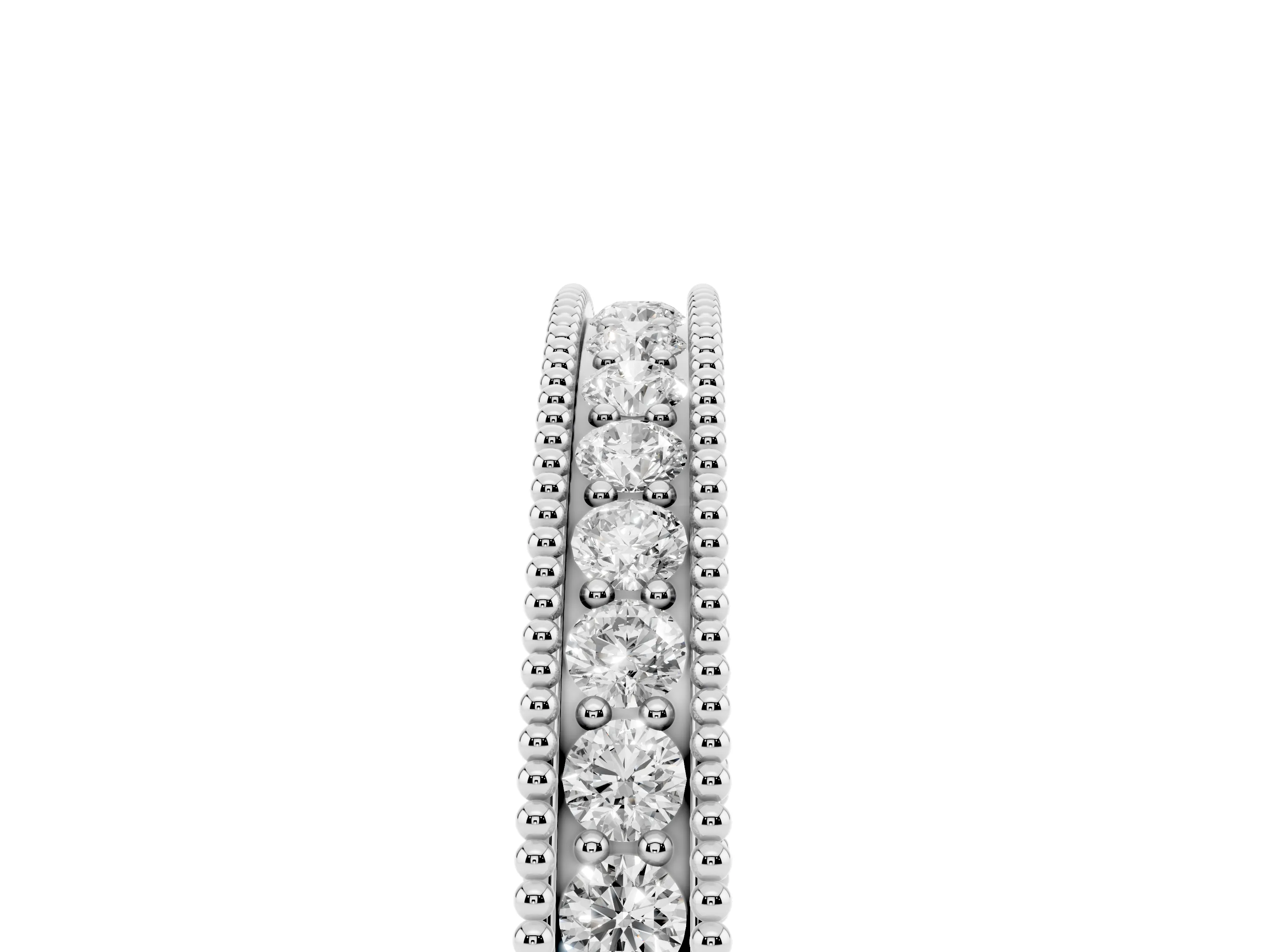 Round Diamond Eternity Band Set in Silver with Milgrain Channel Edges