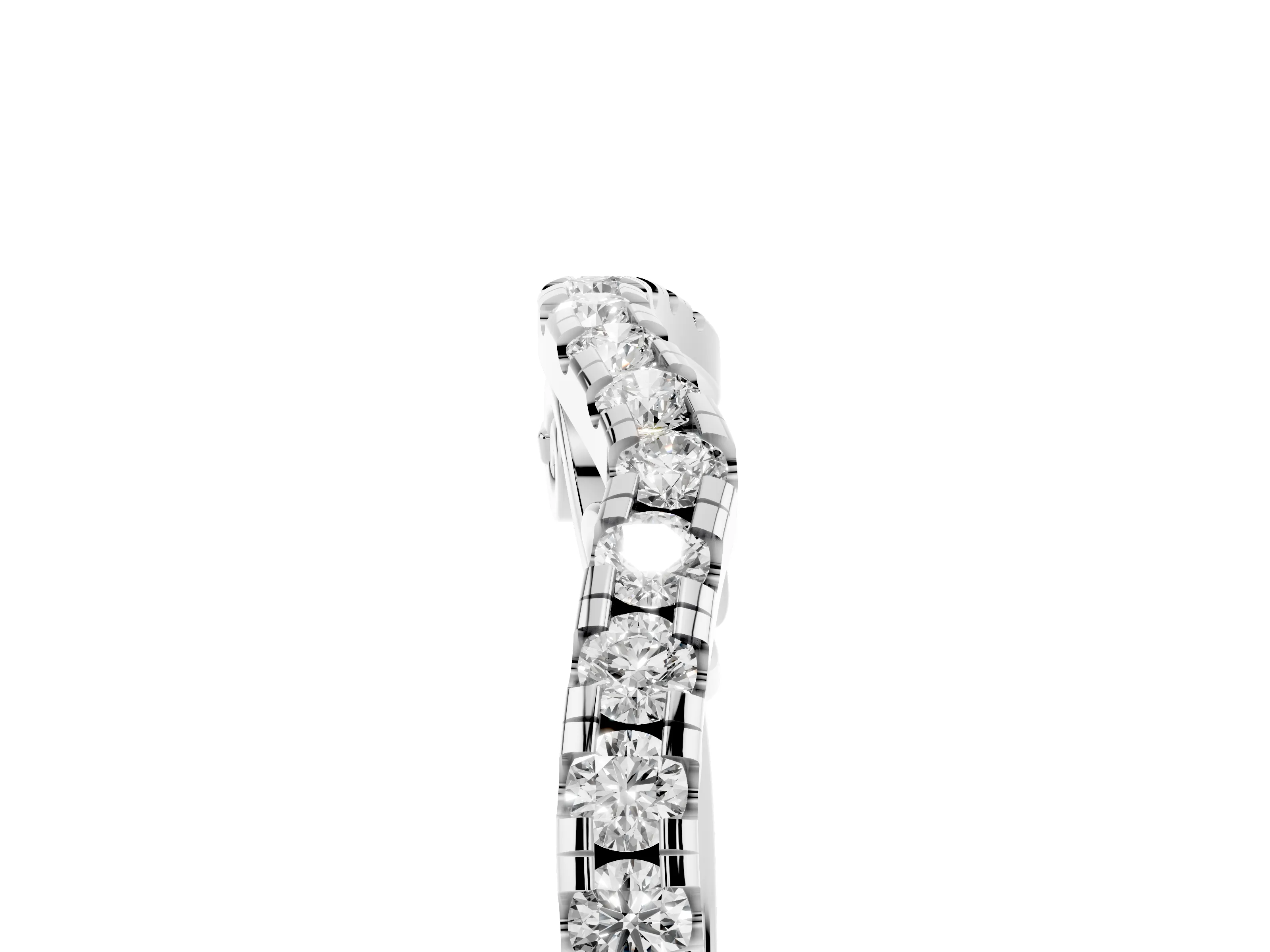 Round Diamond Curved Pavé Eternity Band Set in Silver with Shared Prongs