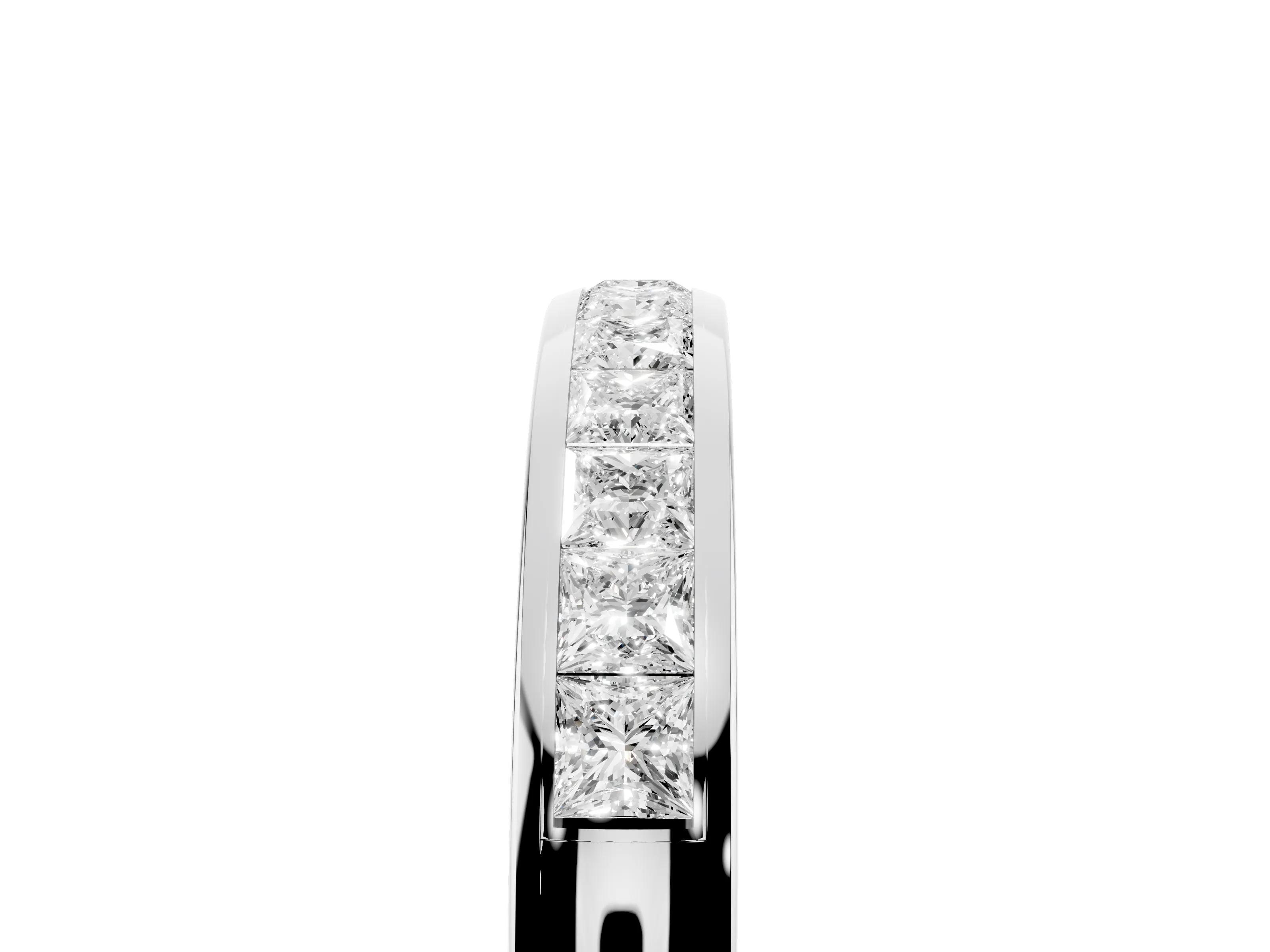 Princess Diamond Eternity Band Set in White gold with Channel Setting and Comfort Fit