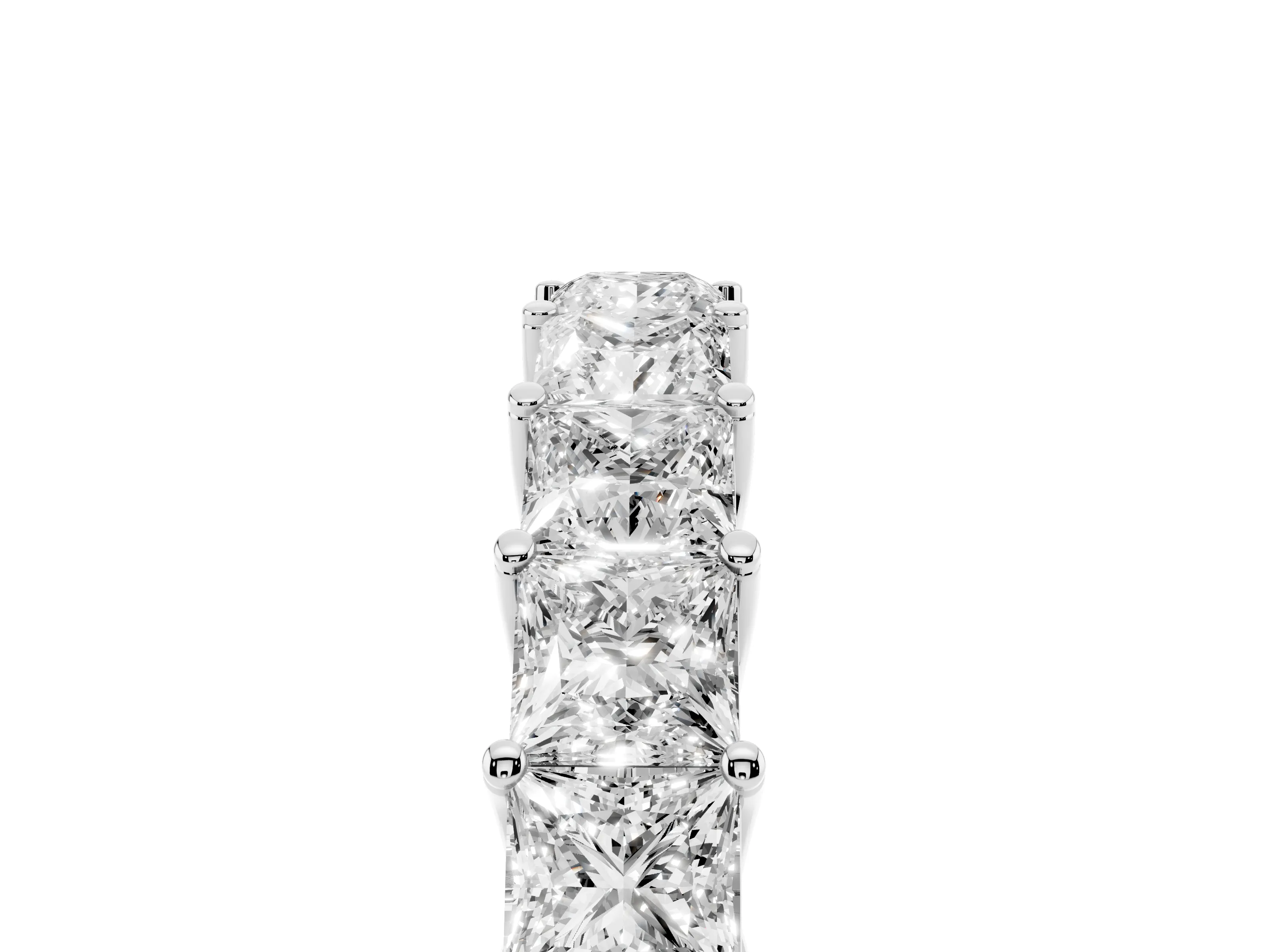 Princess Cut Diamond Channel Eternity Band Set in Silver with Prong Detailing