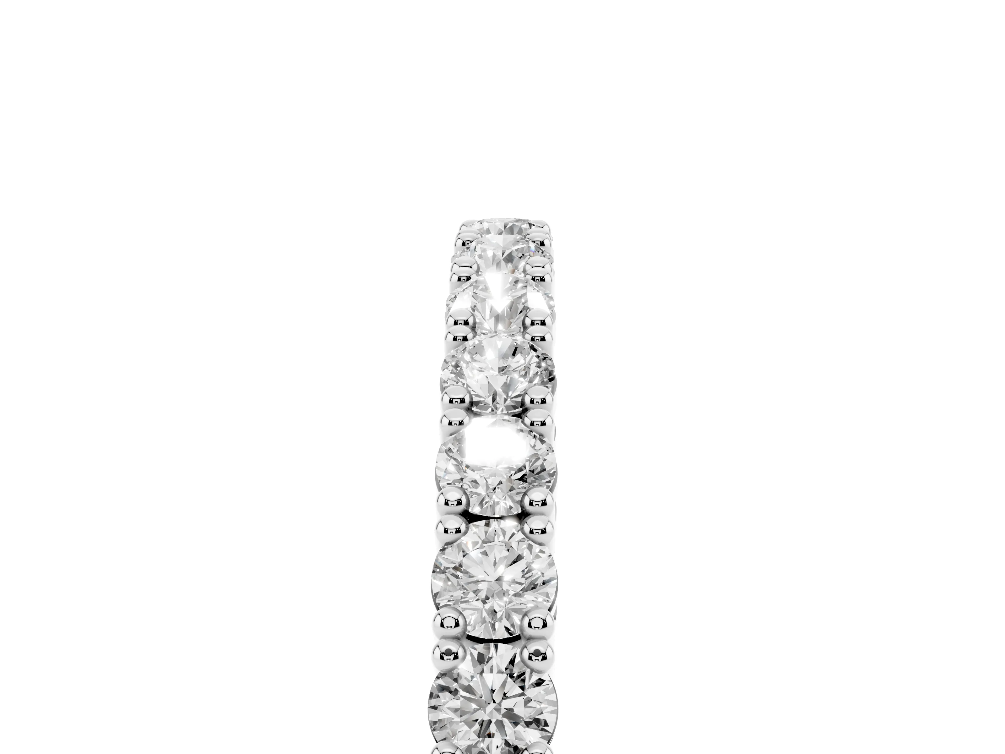 Round Diamond Half Eternity Band Set in Silver with Shared Prongs