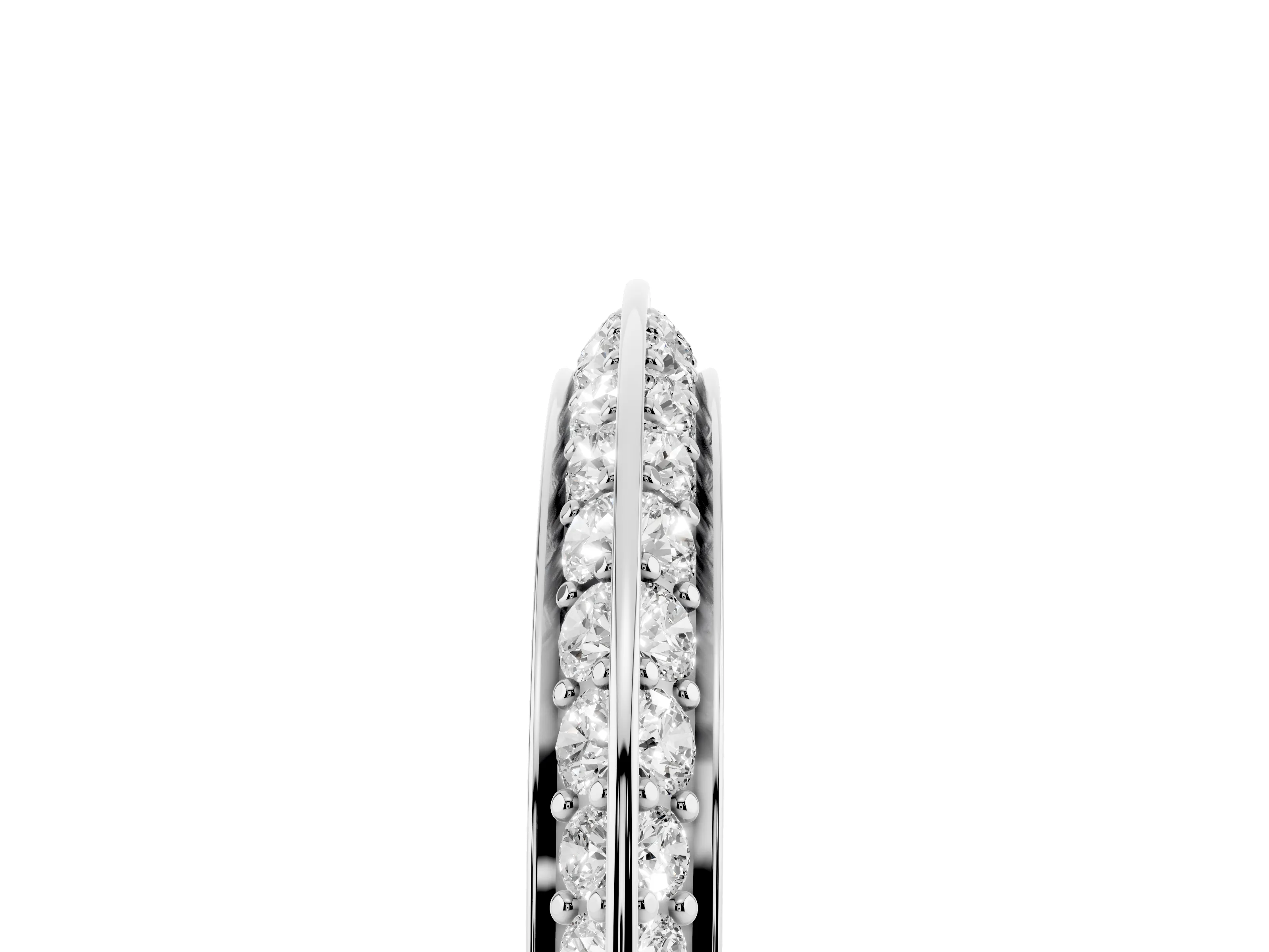 Round Diamond Double Row Pavé Eternity Band Set in Silver with Channel Setting