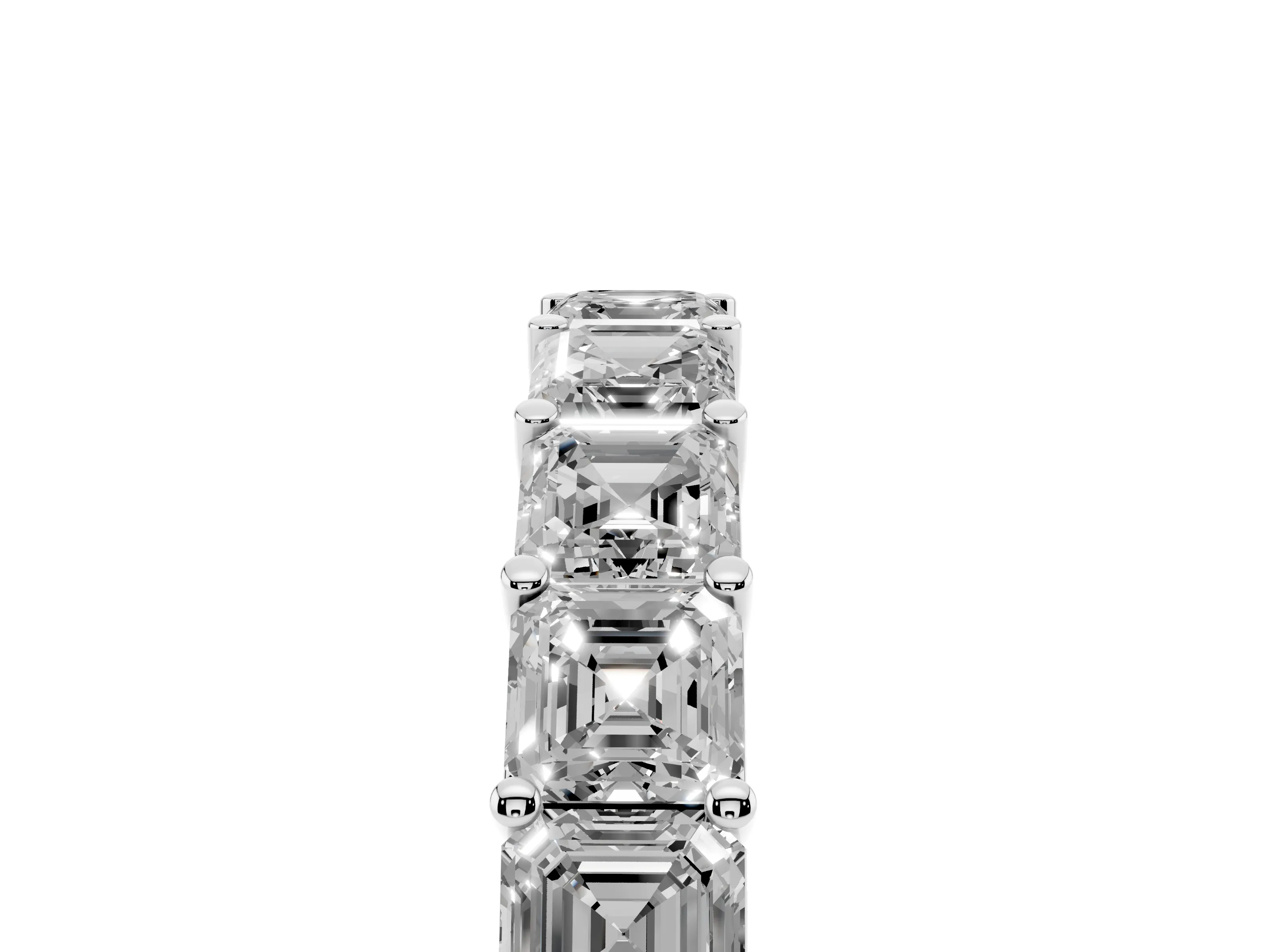 Asscher Cut Diamond Half Eternity Band Set in Silver with Shared Prong Setting
