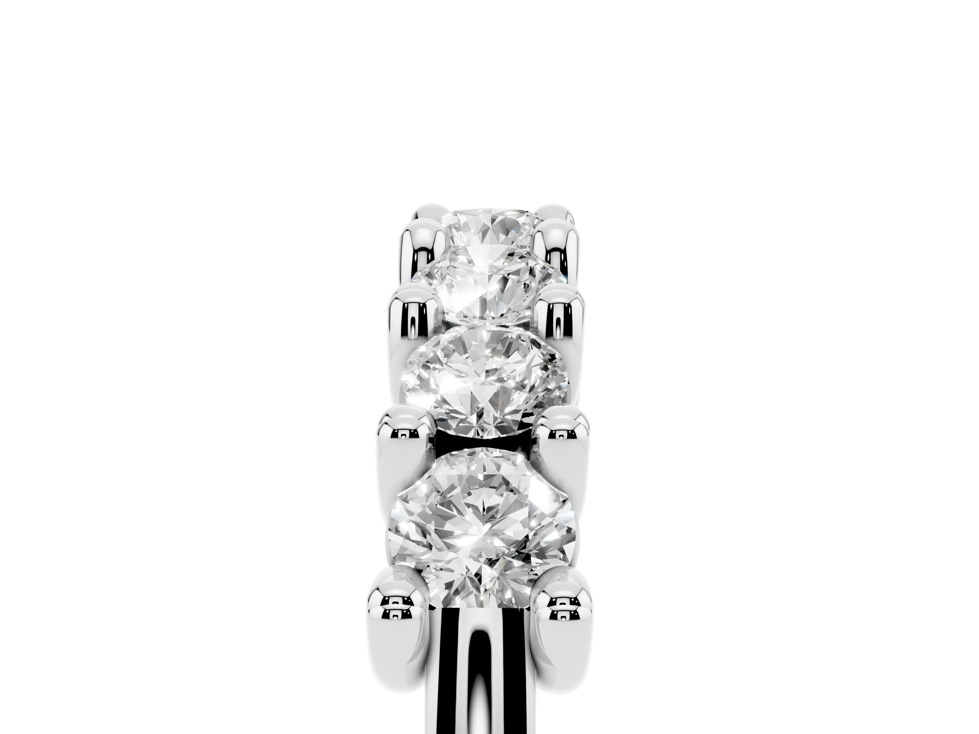 Round Diamond Half Eternity Band Set in Silver with Secure Prong Setting