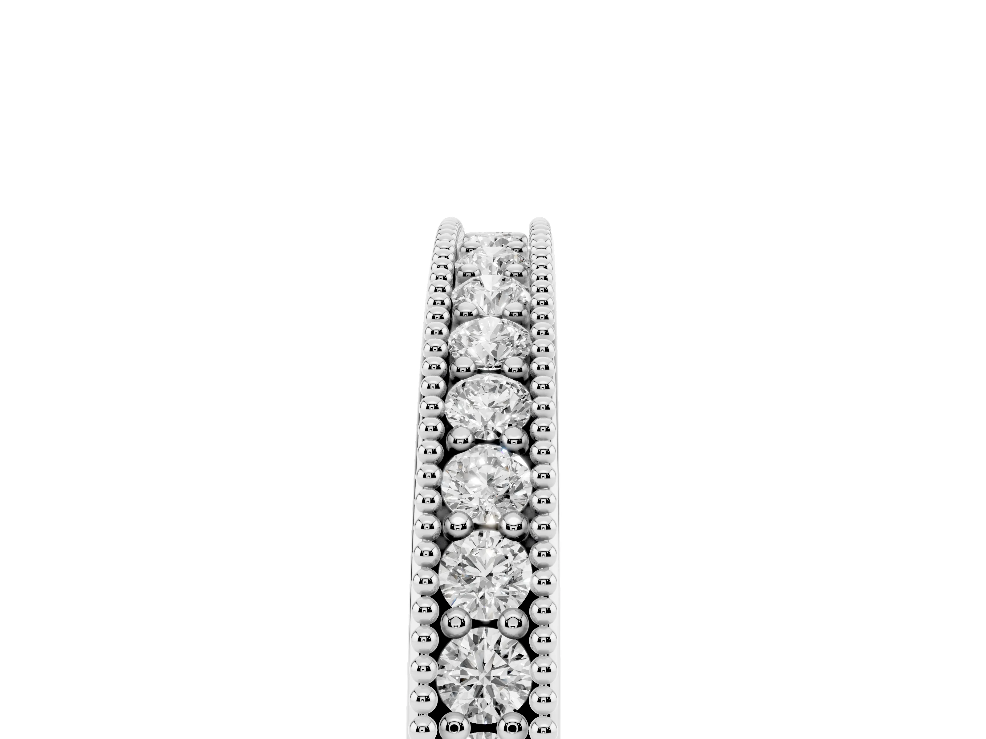 Round Diamond Pavé Eternity Band Set in Silver with Milgrain Edge Trim